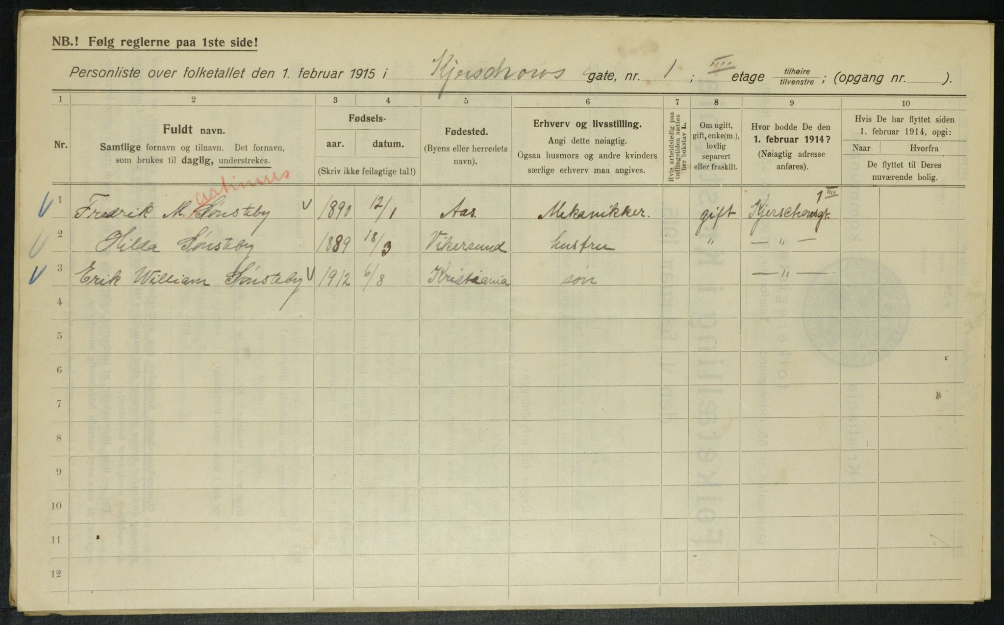 OBA, Municipal Census 1915 for Kristiania, 1915, p. 48919