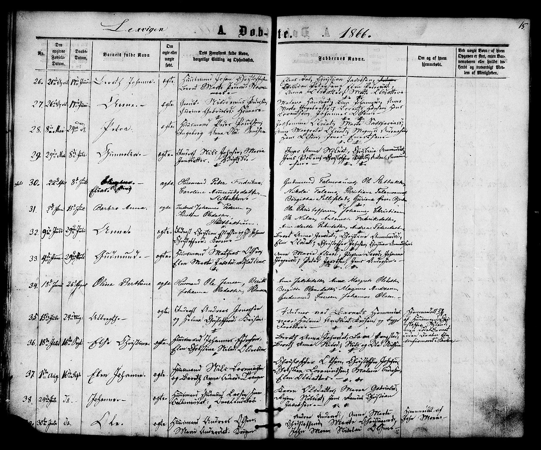 Ministerialprotokoller, klokkerbøker og fødselsregistre - Nord-Trøndelag, SAT/A-1458/701/L0009: Parish register (official) no. 701A09 /1, 1864-1882, p. 15