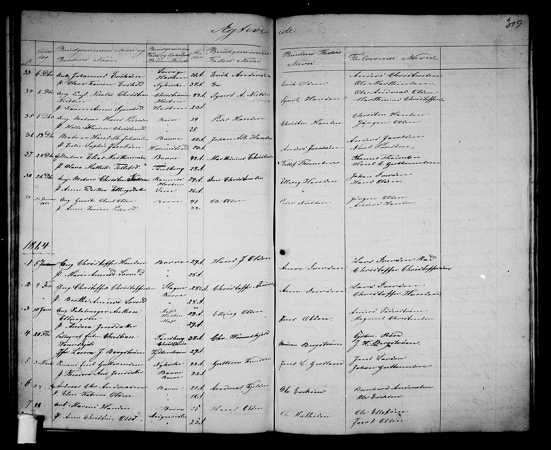 Borre kirkebøker, SAKO/A-338/G/Ga/L0002: Parish register (copy) no. I 2, 1852-1871, p. 319