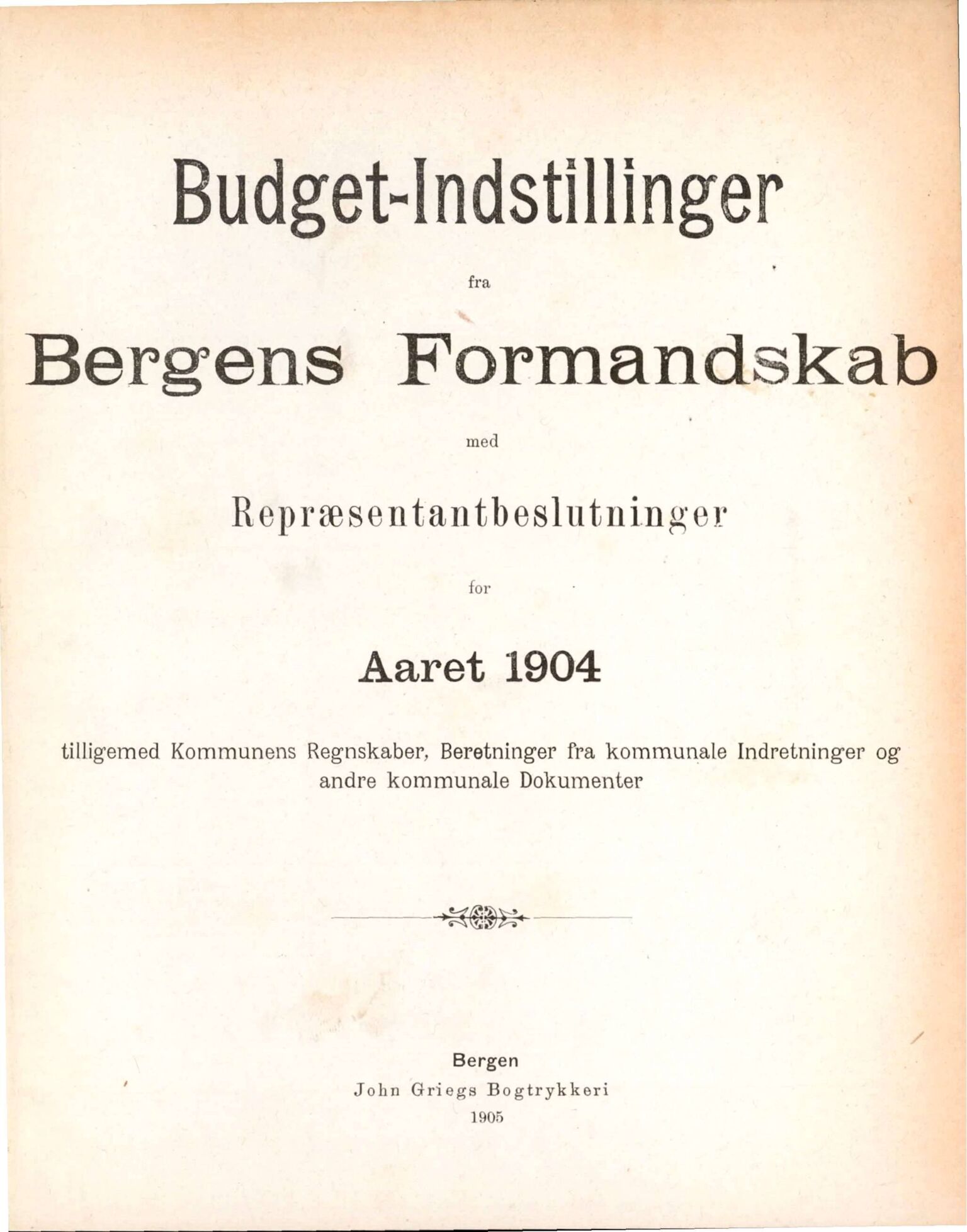 Bergen kommune. Formannskapet, BBA/A-0003/Ad/L0071: Bergens Kommuneforhandlinger, bind II, 1904