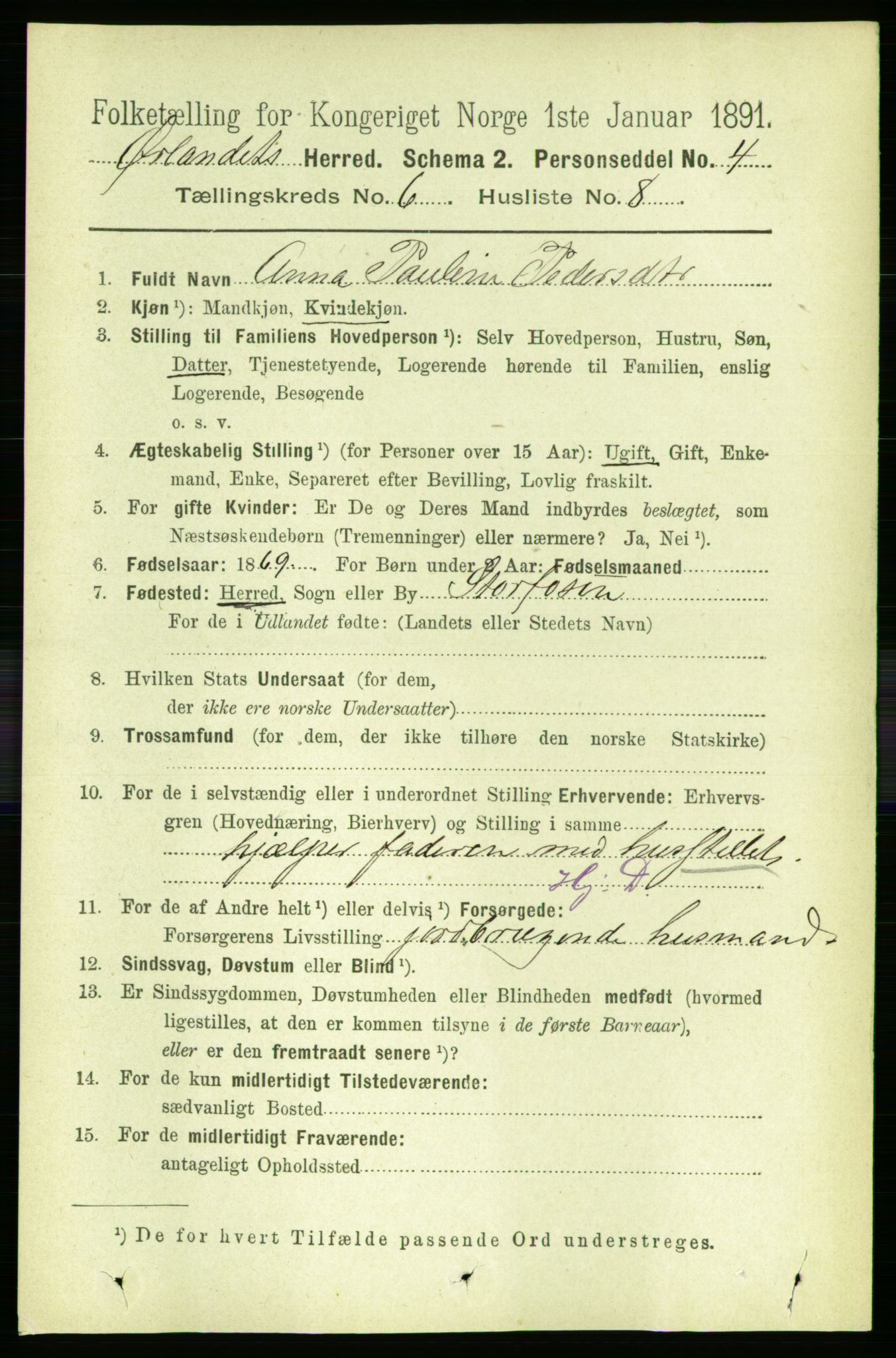RA, 1891 census for 1621 Ørland, 1891, p. 1898
