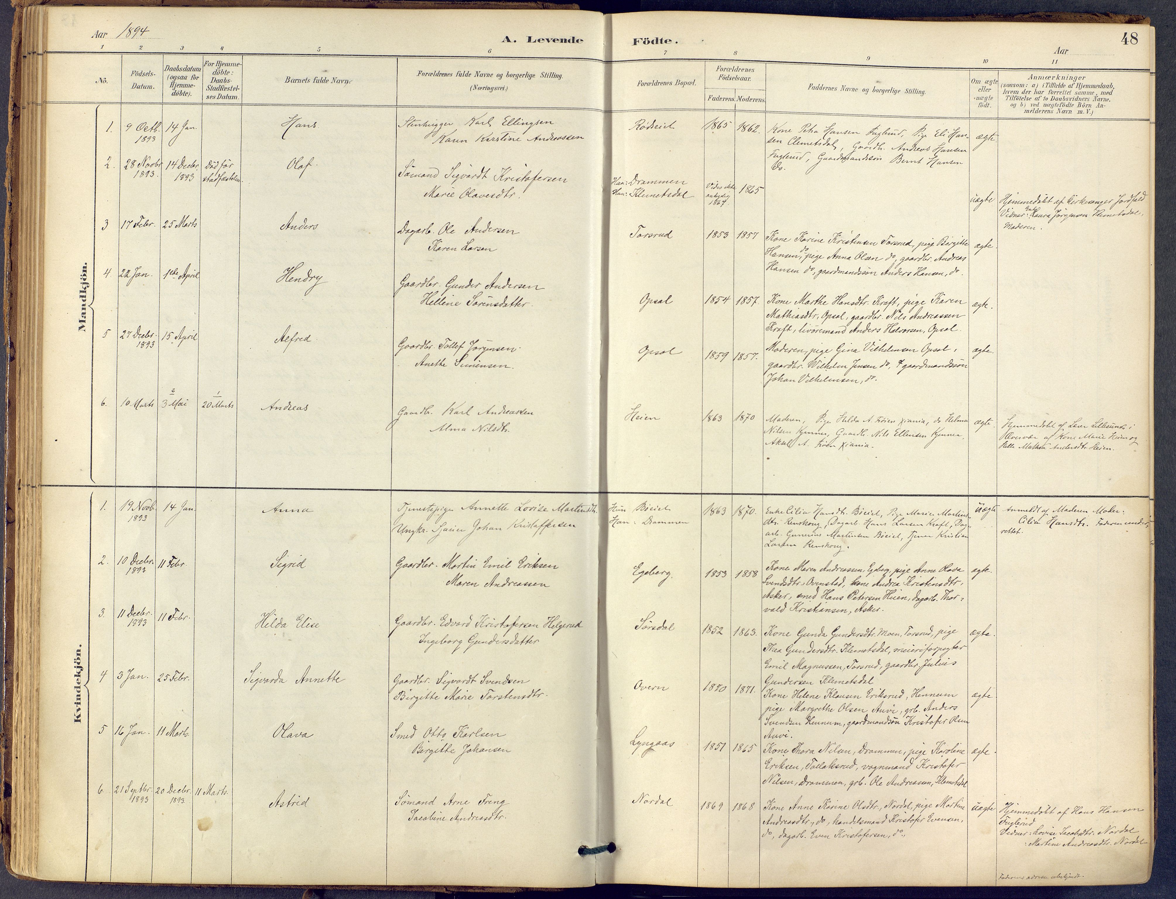 Lier kirkebøker, AV/SAKO-A-230/F/Fb/L0001: Parish register (official) no. II 1, 1883-1910, p. 48