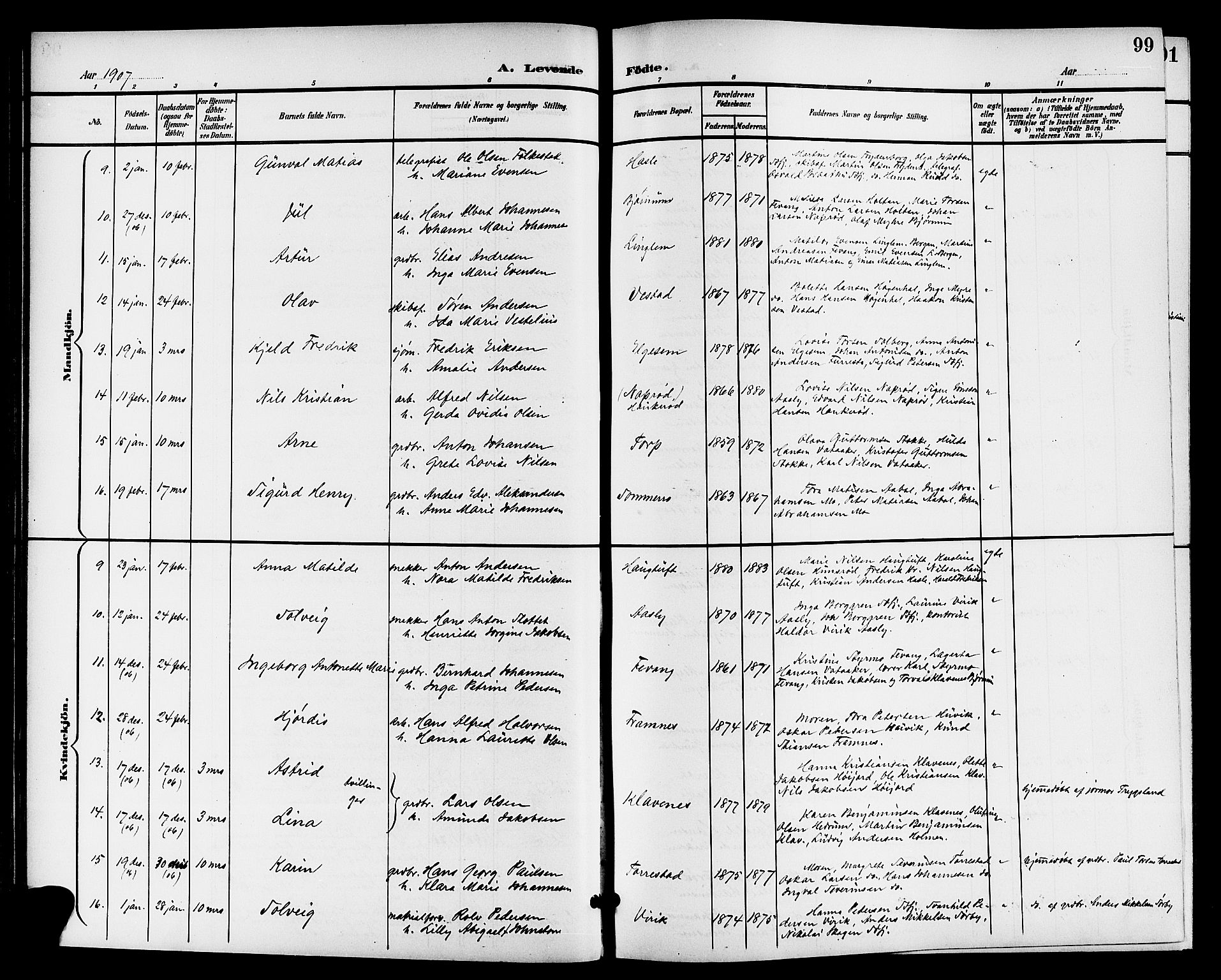 Sandar kirkebøker, AV/SAKO-A-243/G/Ga/L0002: Parish register (copy) no. 2, 1900-1915, p. 99