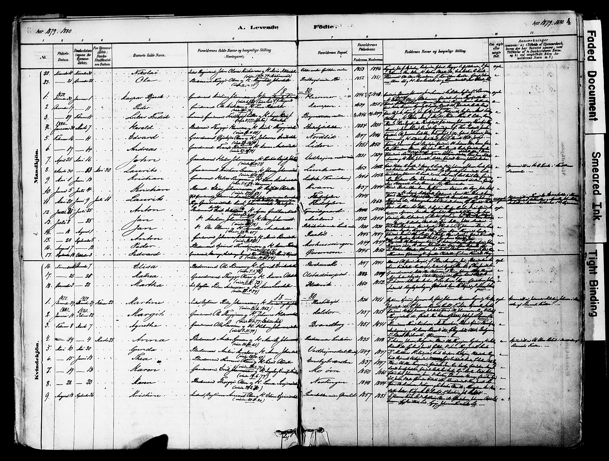 Øyer prestekontor, SAH/PREST-084/H/Ha/Haa/L0008: Parish register (official) no. 8, 1878-1897, p. 4