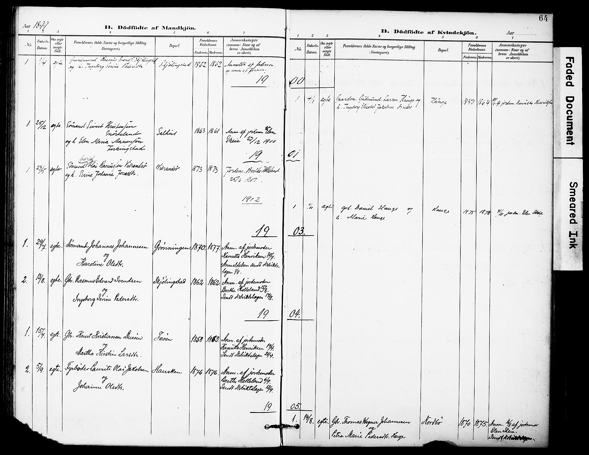 Torvastad sokneprestkontor, SAST/A -101857/H/Ha/Haa/L0017: Parish register (official) no. A 16, 1899-1911, p. 64