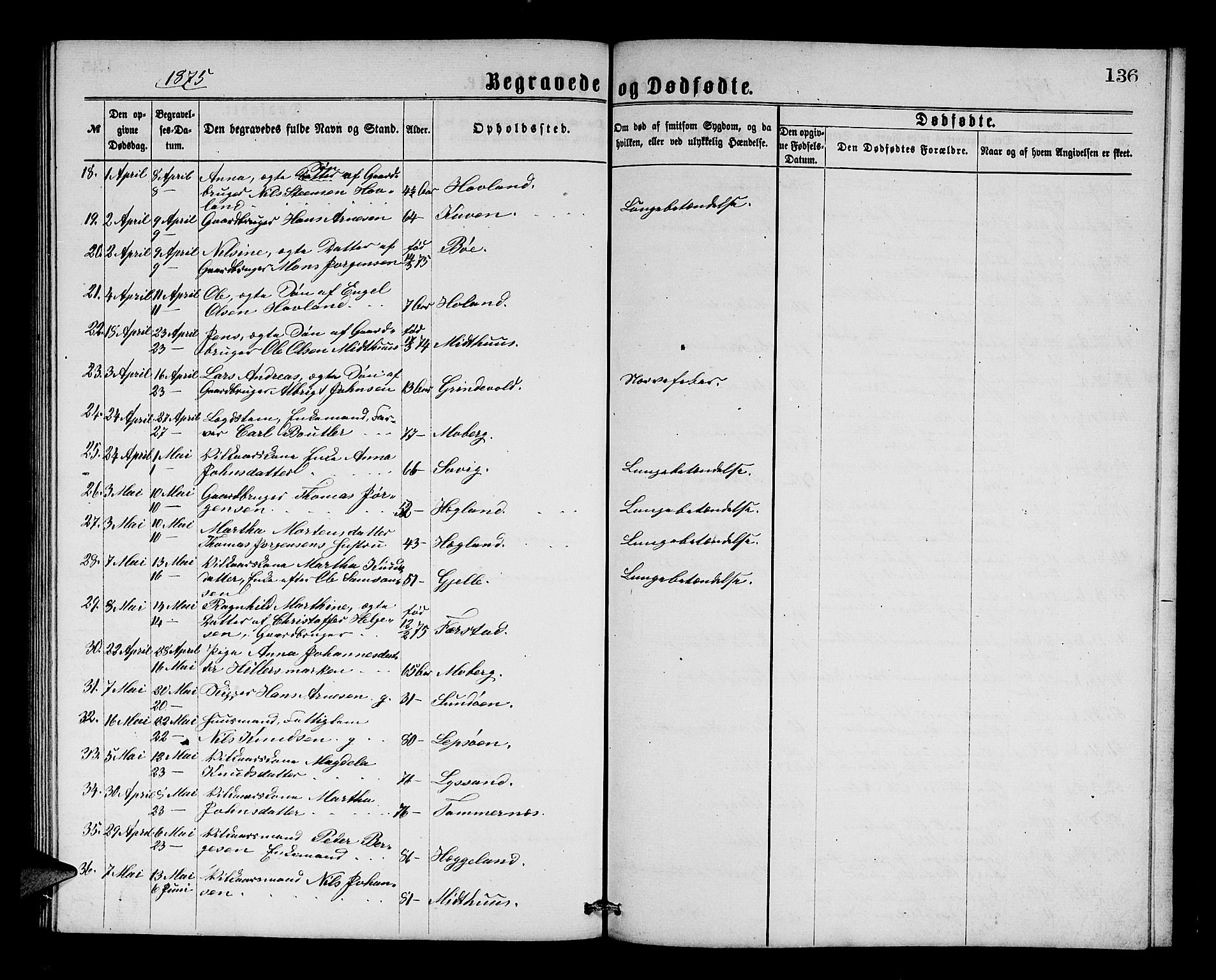 Os sokneprestembete, SAB/A-99929: Parish register (copy) no. A 1, 1869-1879, p. 136