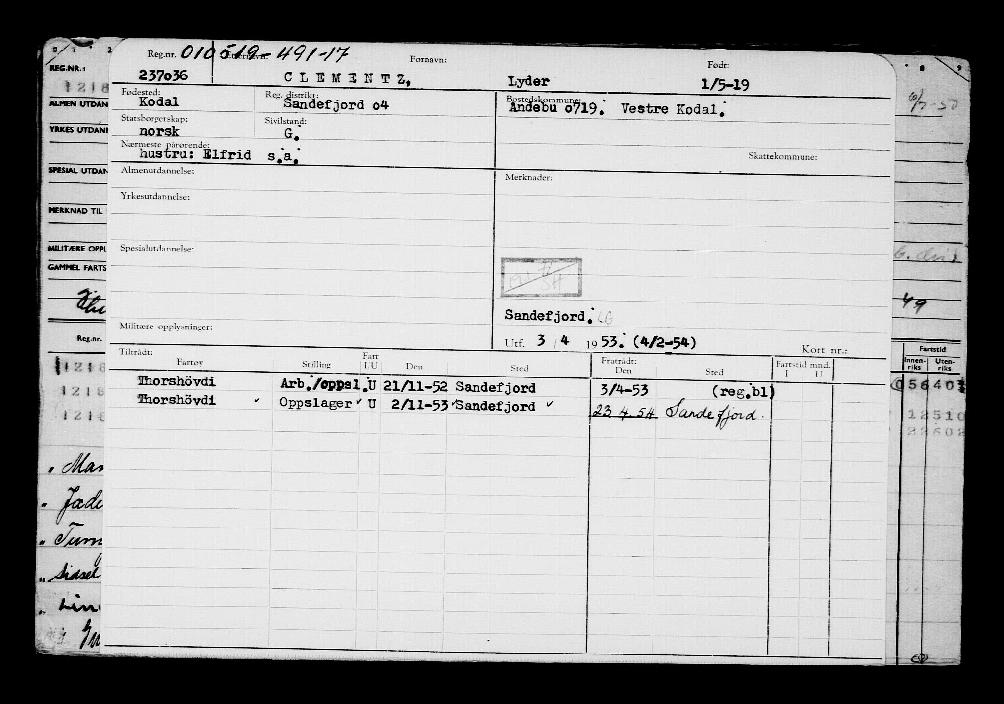 Direktoratet for sjømenn, AV/RA-S-3545/G/Gb/L0168: Hovedkort, 1919, p. 356