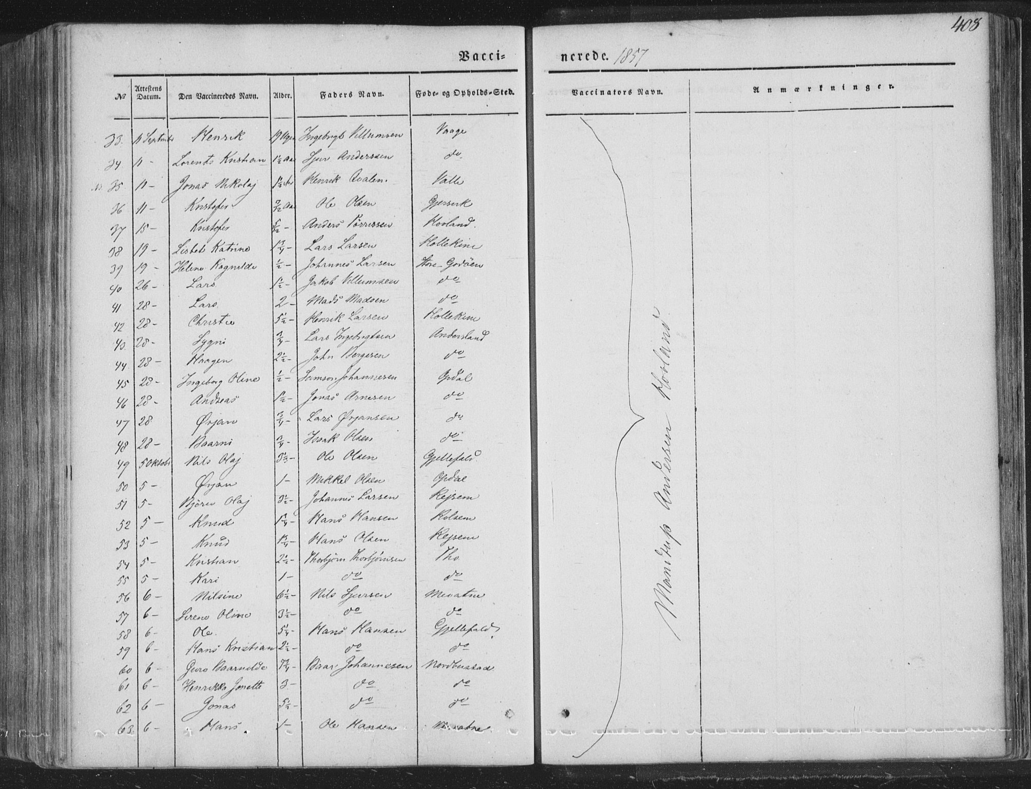 Tysnes sokneprestembete, AV/SAB-A-78601/H/Haa: Parish register (official) no. A 10, 1848-1859, p. 408