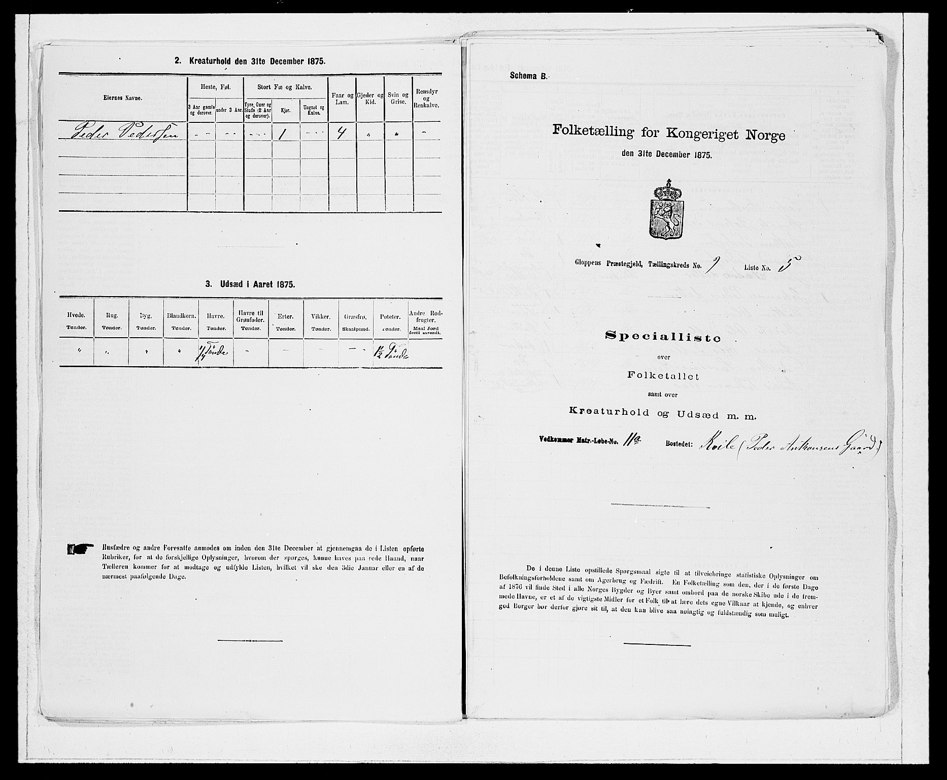 SAB, 1875 Census for 1445P Gloppen, 1875, p. 959