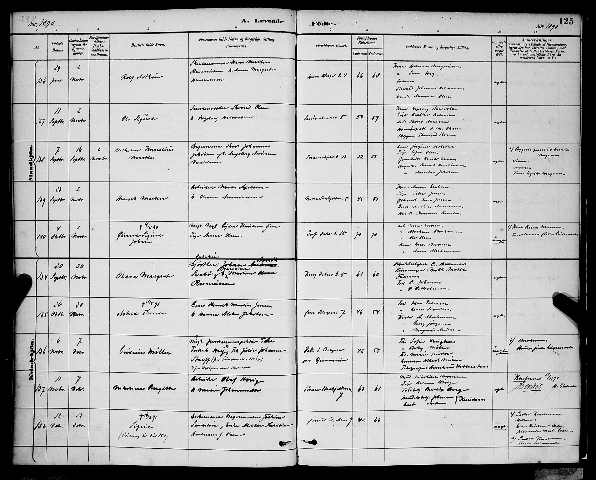 Korskirken sokneprestembete, AV/SAB-A-76101/H/Hab: Parish register (copy) no. B 9, 1887-1896, p. 125