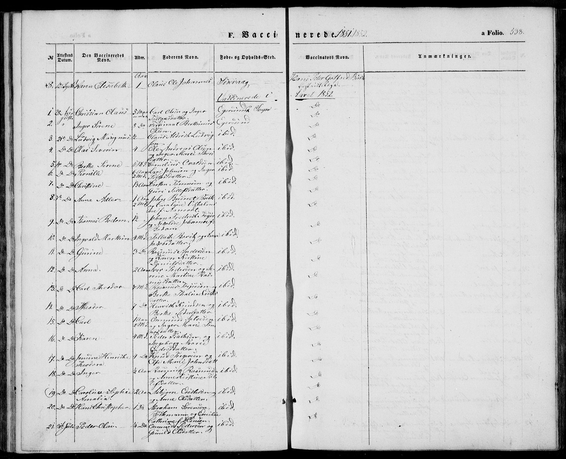 Eigersund sokneprestkontor, SAST/A-101807/S08/L0013: Parish register (official) no. A 12.2, 1850-1865, p. 538