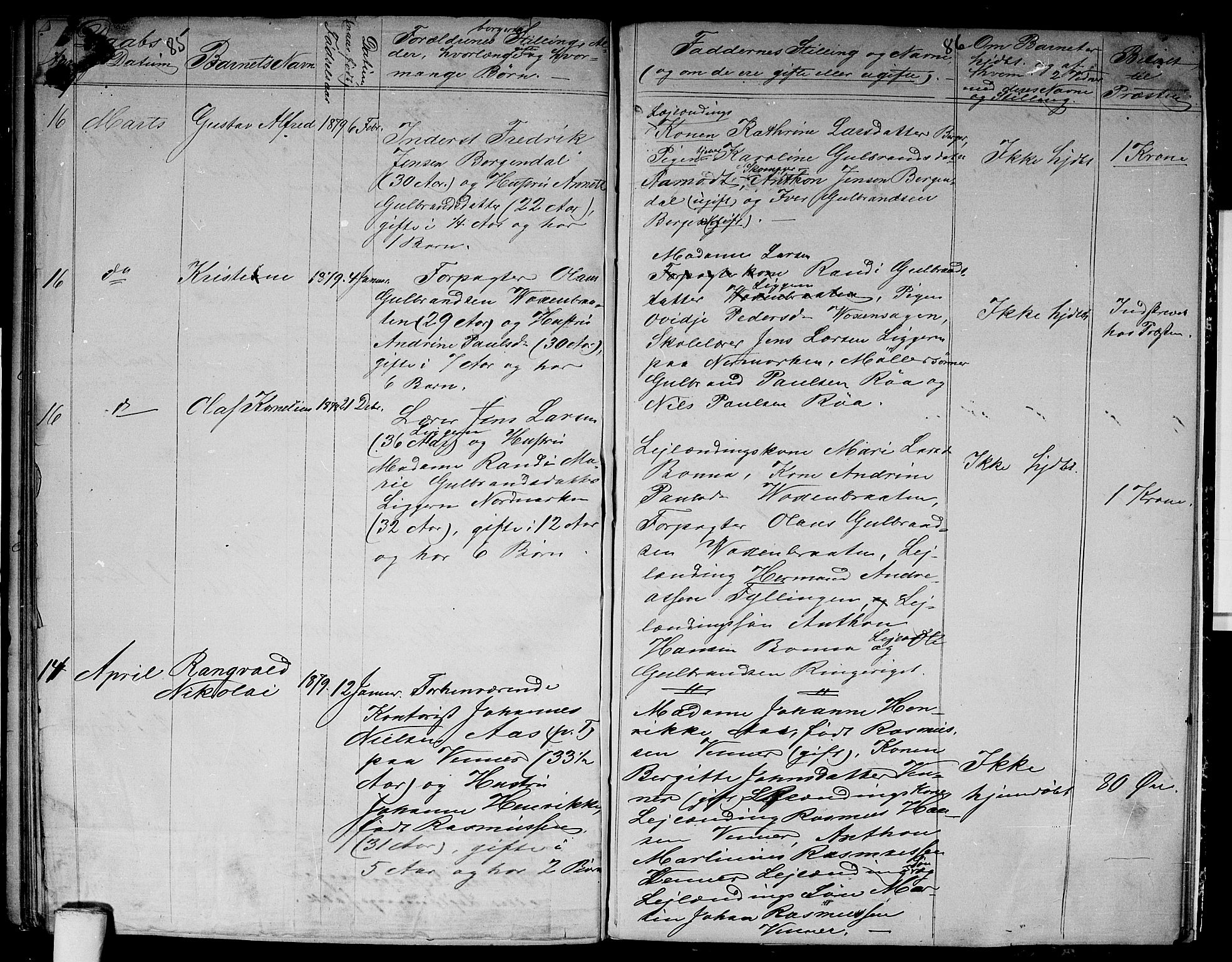 Vestre Aker prestekontor Kirkebøker, AV/SAO-A-10025/G/Gb/L0001: Parish register (copy) no. II 1, 1865-1881, p. 85-86