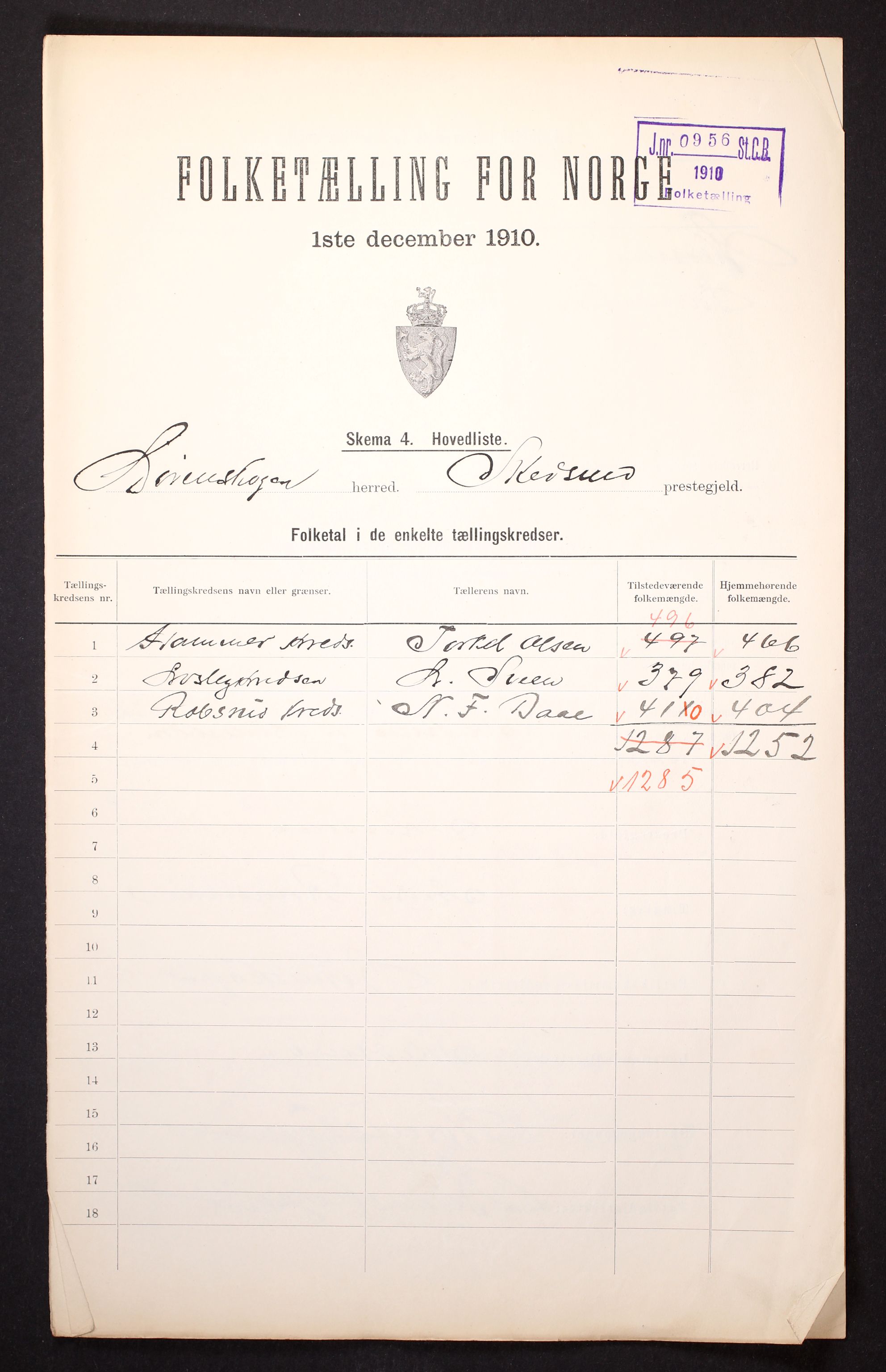 RA, 1910 census for Lørenskog, 1910, p. 2