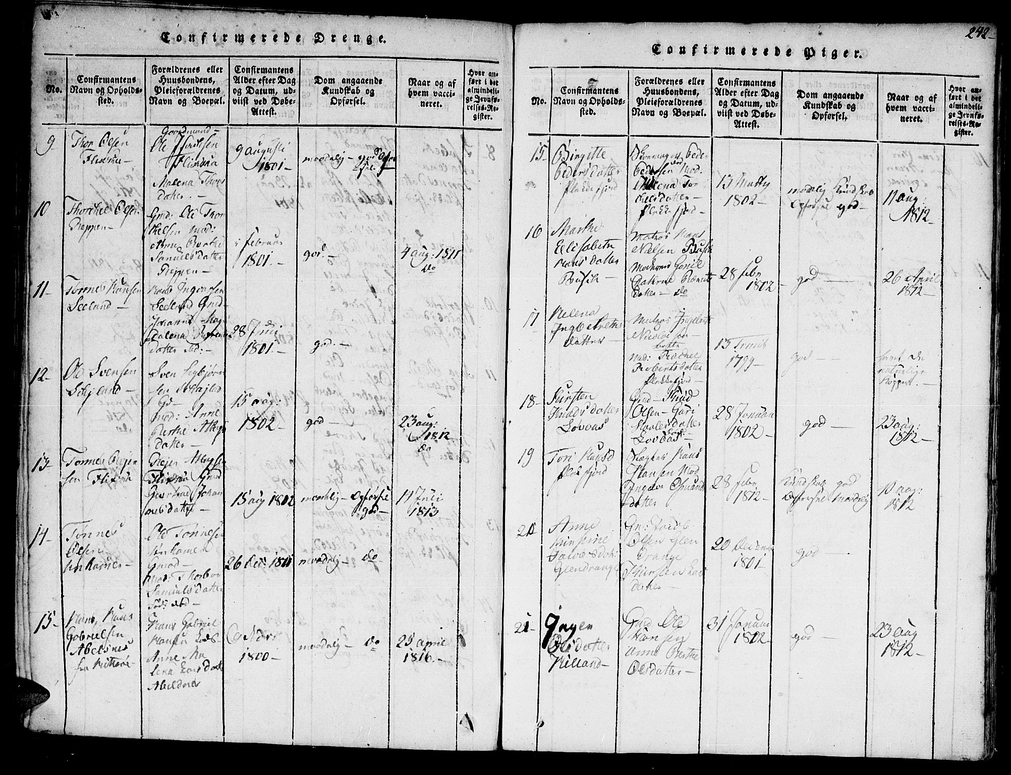 Flekkefjord sokneprestkontor, AV/SAK-1111-0012/F/Fa/Fac/L0002: Parish register (official) no. A 2, 1815-1826, p. 242