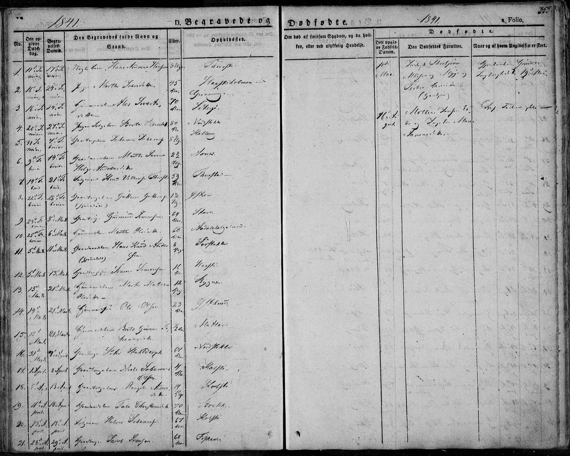 Avaldsnes sokneprestkontor, SAST/A -101851/H/Ha/Haa/L0005: Parish register (official) no. A 5.2, 1825-1841, p. 355