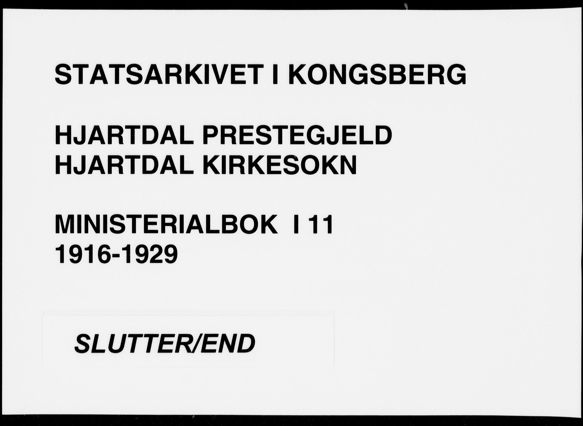 Hjartdal kirkebøker, SAKO/A-270/F/Fa/L0011: Parish register (official) no. I 11, 1916-1929