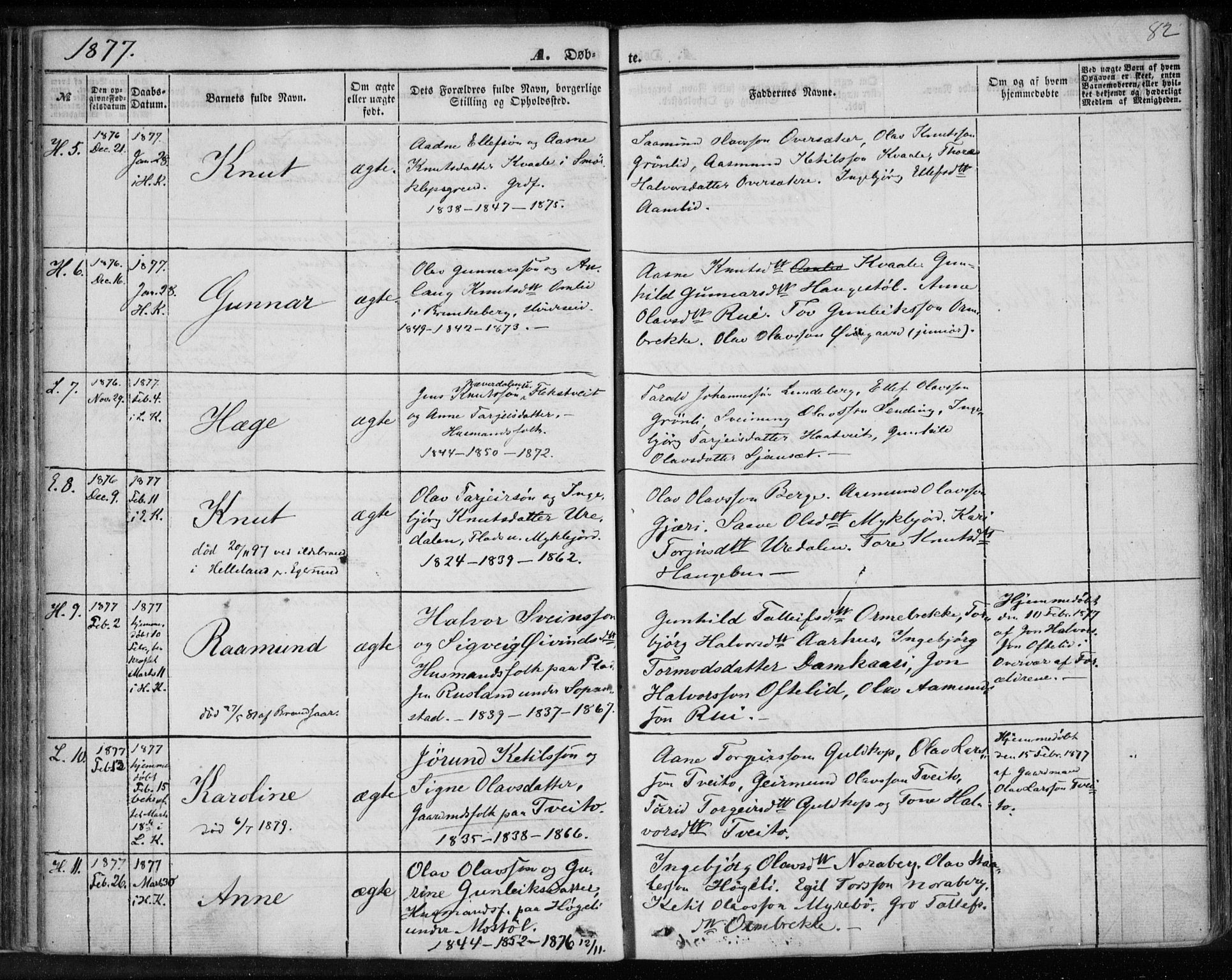 Lårdal kirkebøker, SAKO/A-284/F/Fa/L0006: Parish register (official) no. I 6, 1861-1886, p. 82