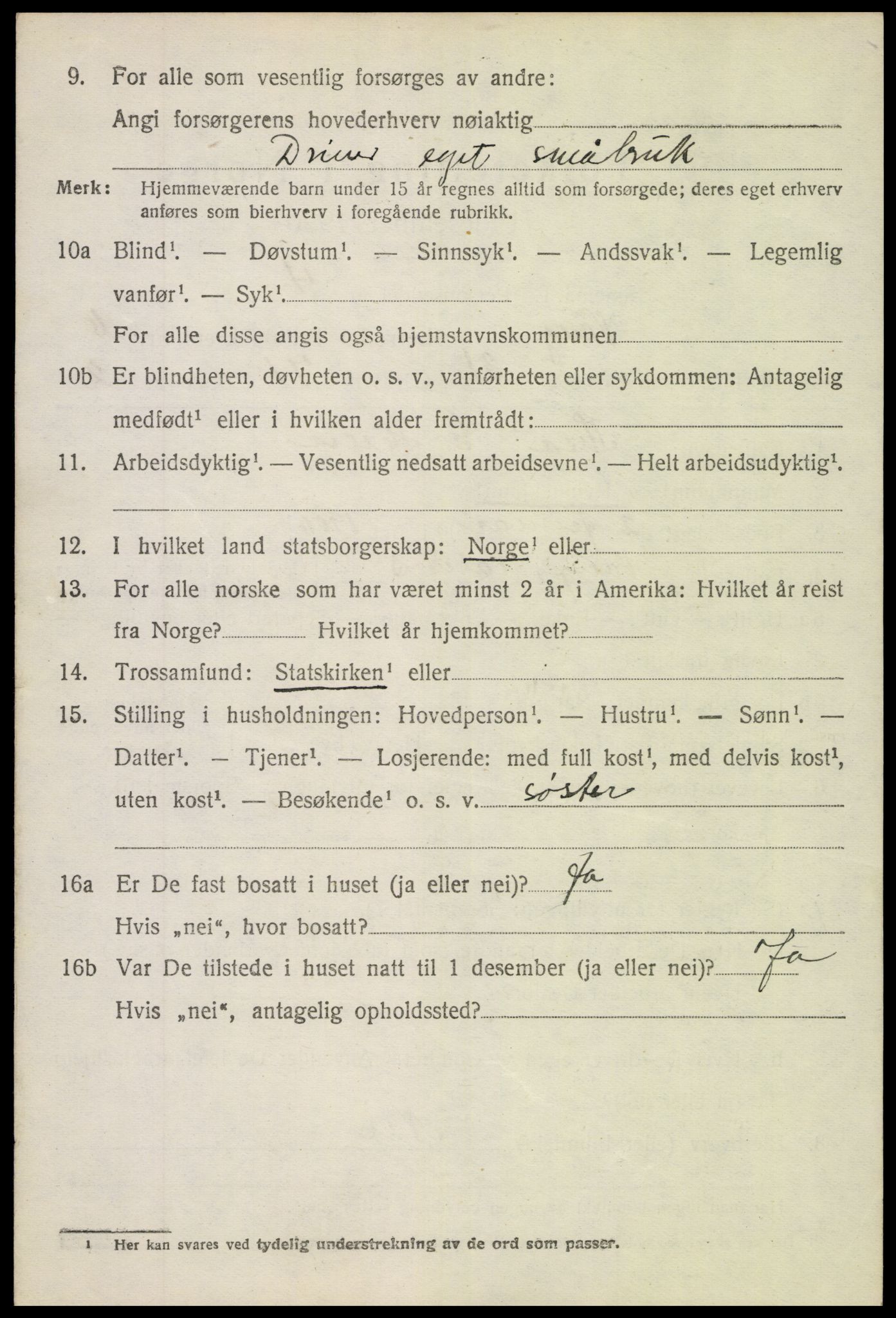 SAH, 1920 census for Vang (Oppland), 1920, p. 3082