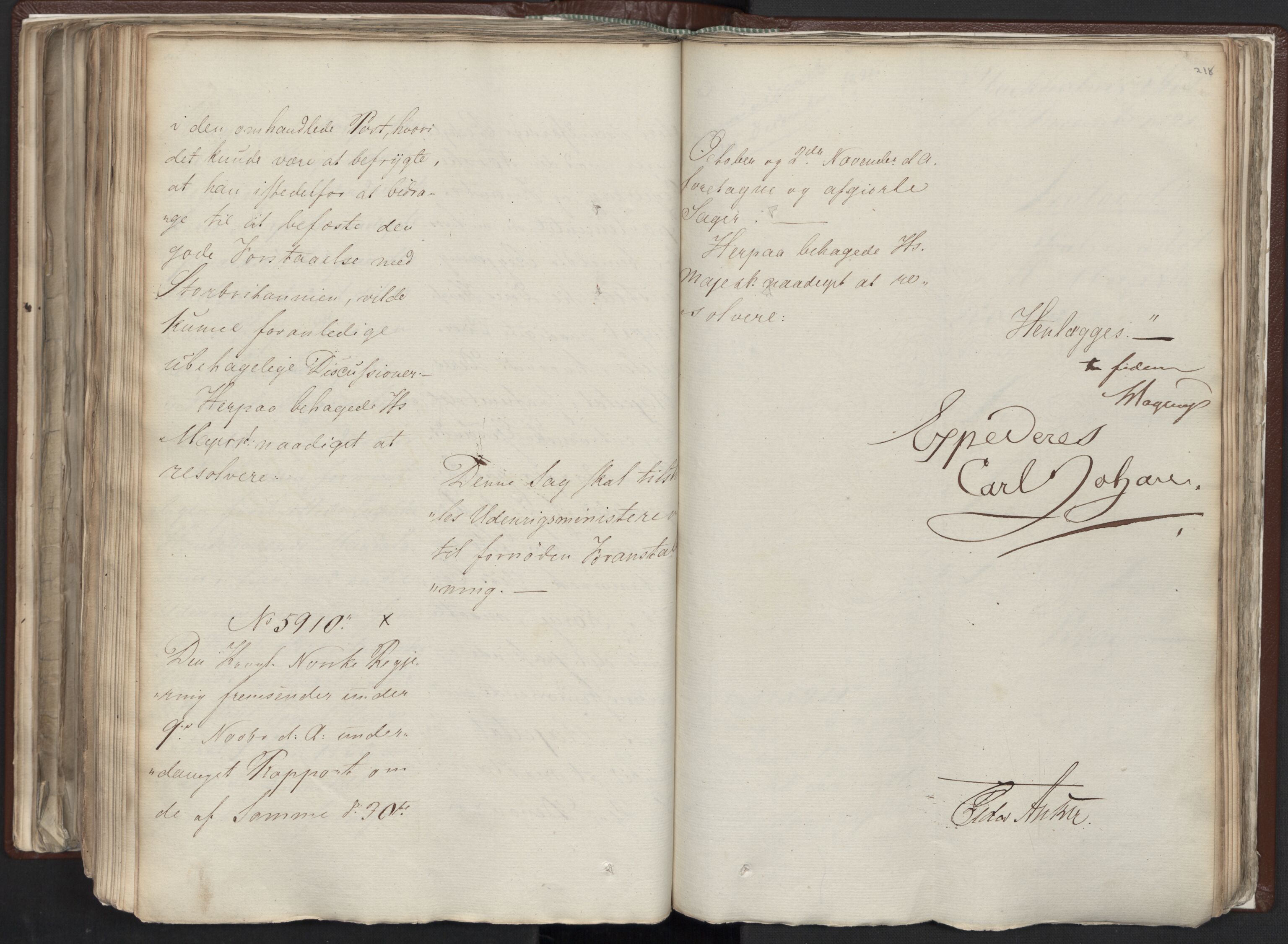 Statsrådssekretariatet, AV/RA-S-1001/A/Ab/L0012: Kgl. res. nr. 5679-6008 II, 1821, p. 217b-218a