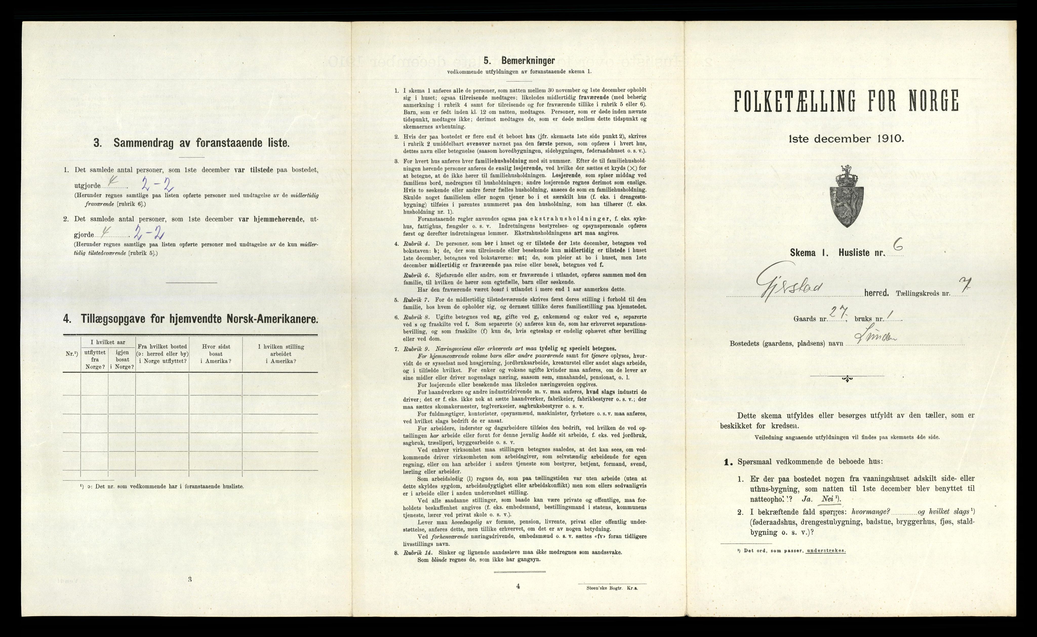RA, 1910 census for Gjerstad, 1910, p. 549