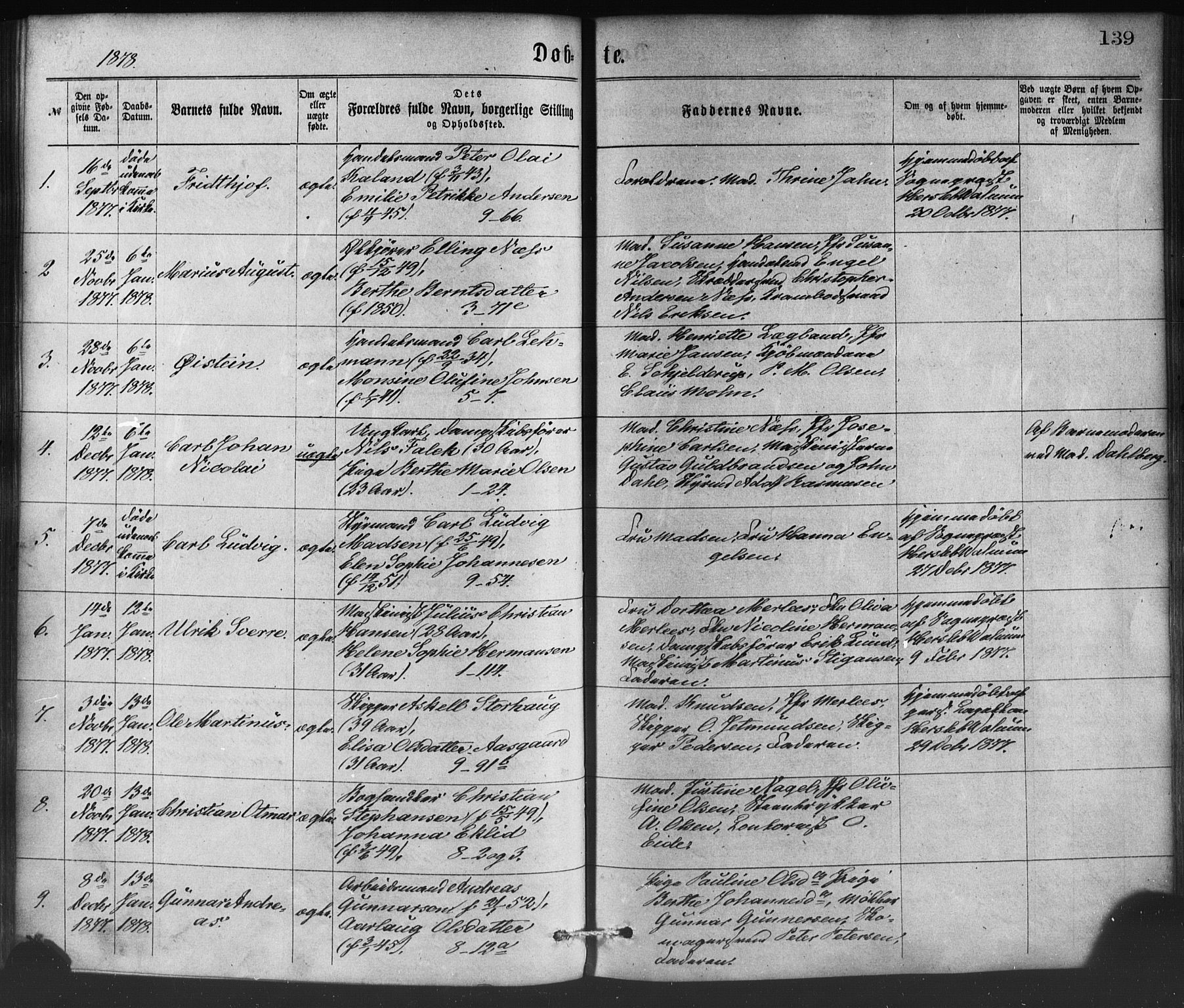 Nykirken Sokneprestembete, SAB/A-77101/H/Haa/L0016: Parish register (official) no. B 3, 1870-1884, p. 139