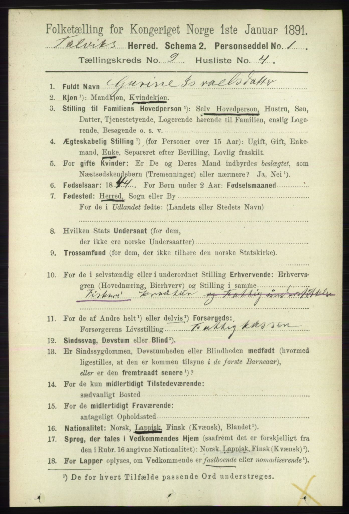 RA, 1891 census for 2013 Talvik, 1891, p. 2190