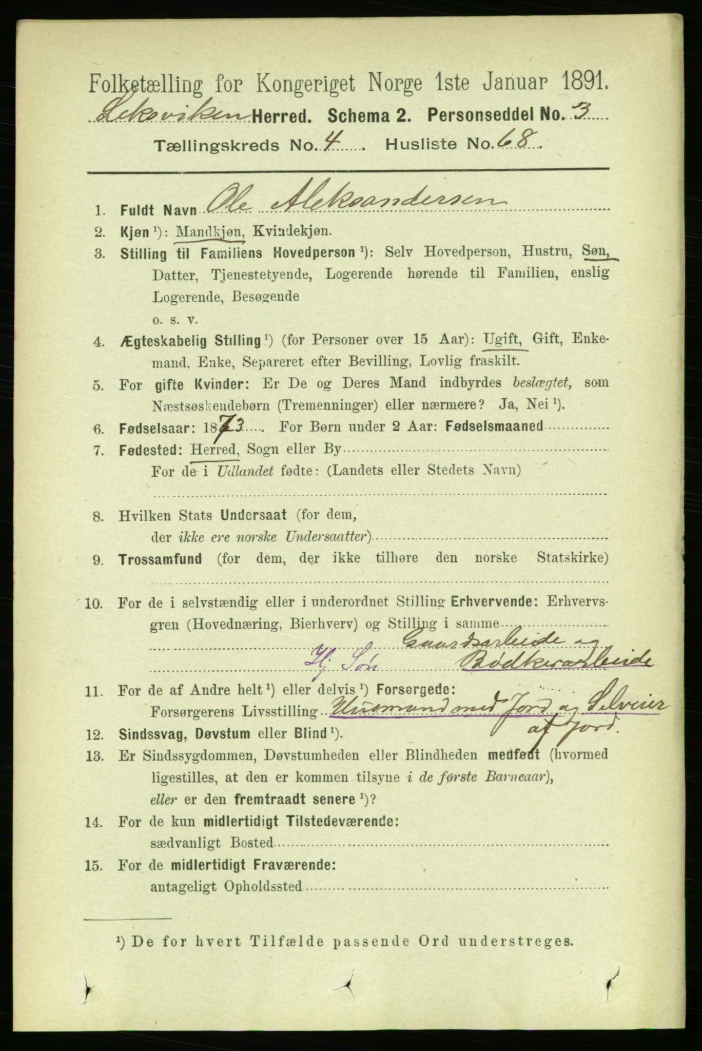 RA, 1891 census for 1718 Leksvik, 1891, p. 2356