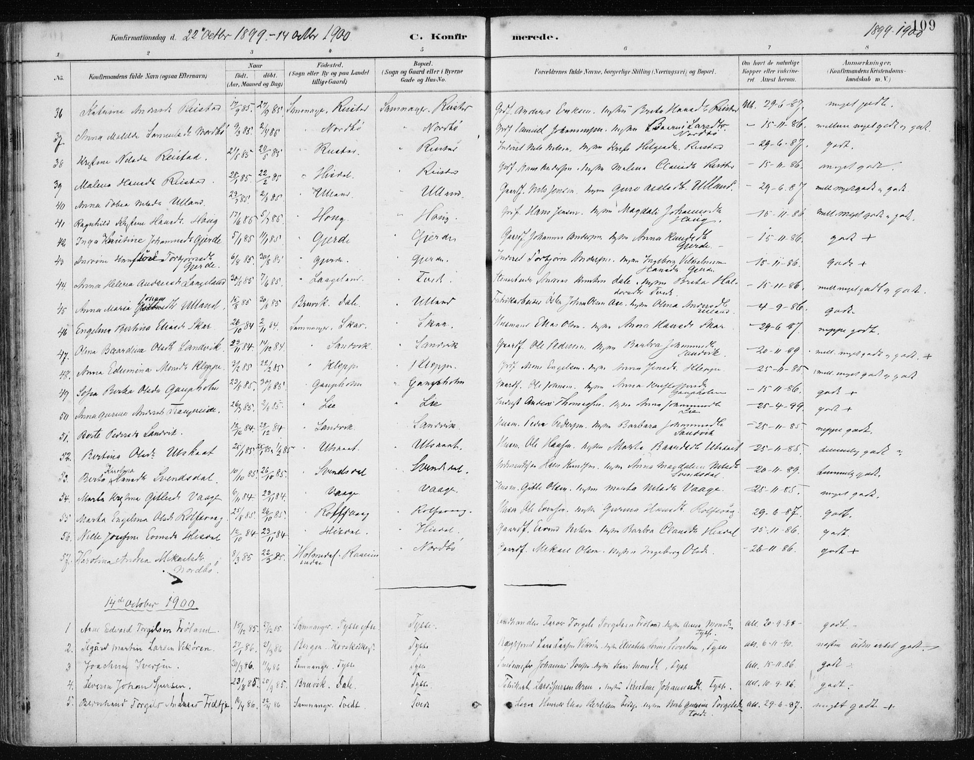 Samnanger Sokneprestembete, AV/SAB-A-77501/H/Haa: Parish register (official) no. A 1, 1885-1901, p. 109