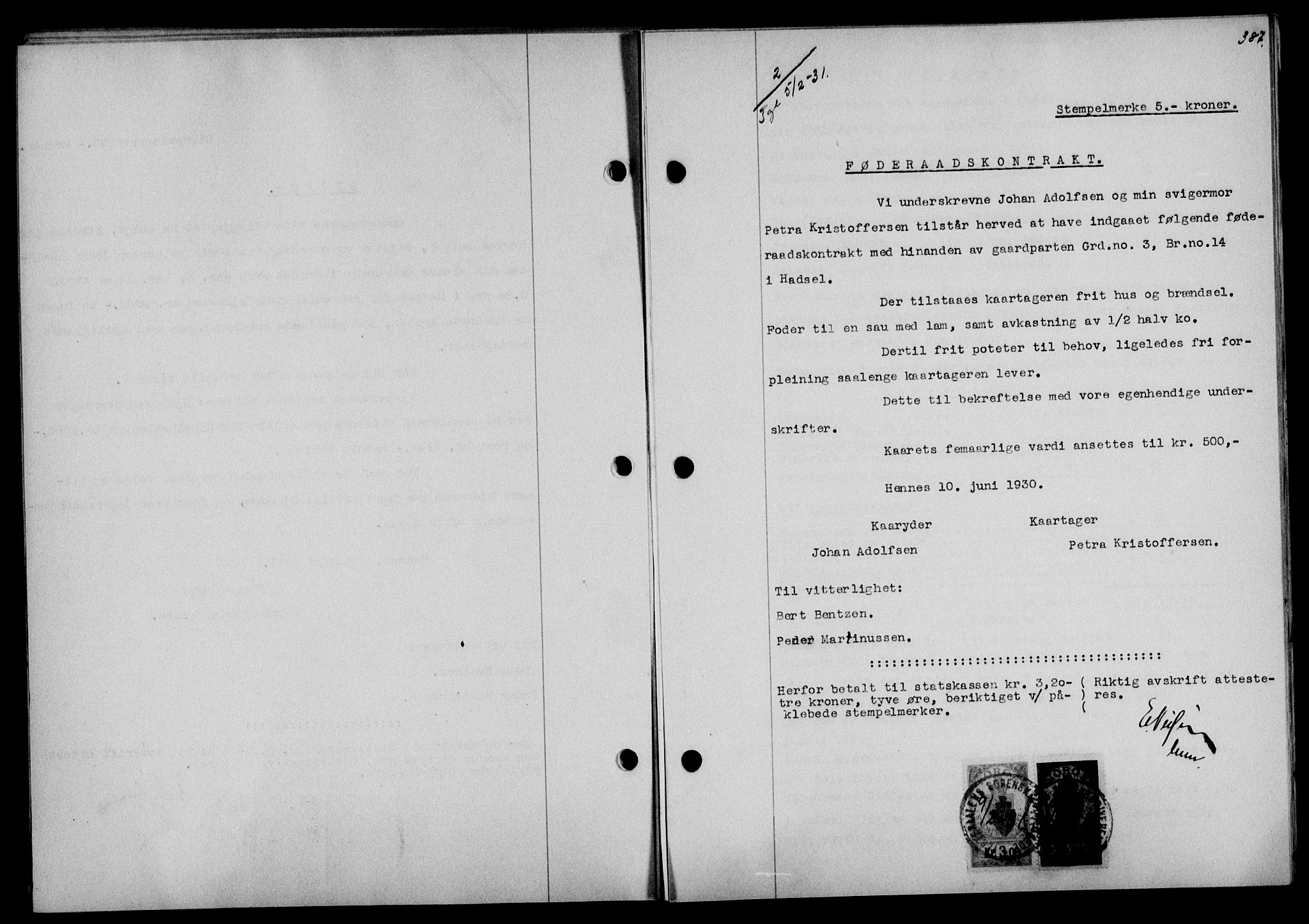 Vesterålen sorenskriveri, AV/SAT-A-4180/1/2/2Ca/L0052: Mortgage book no. 45, 1930-1931, Deed date: 05.02.1931