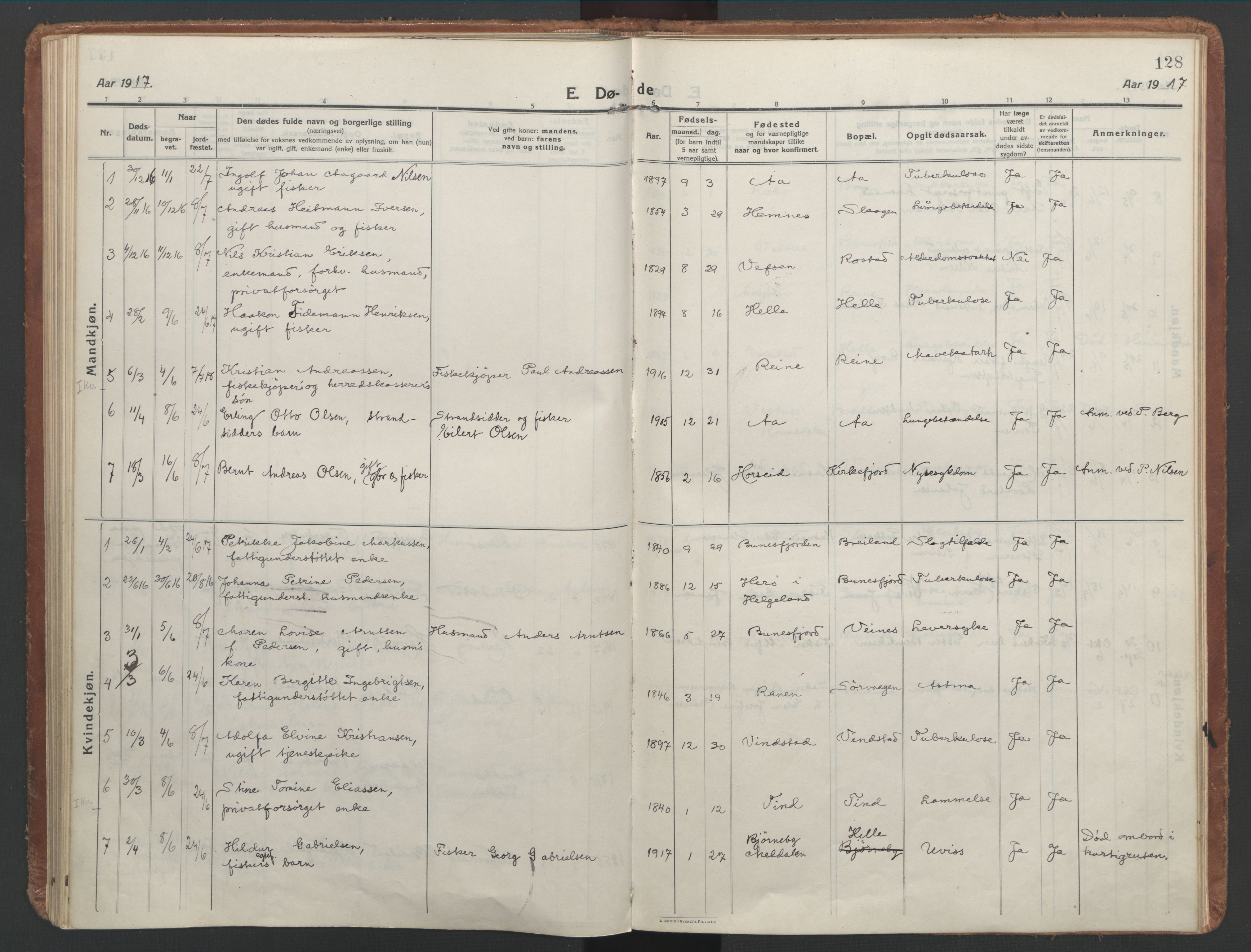 Ministerialprotokoller, klokkerbøker og fødselsregistre - Nordland, SAT/A-1459/886/L1222: Parish register (official) no. 886A04, 1914-1926, p. 128