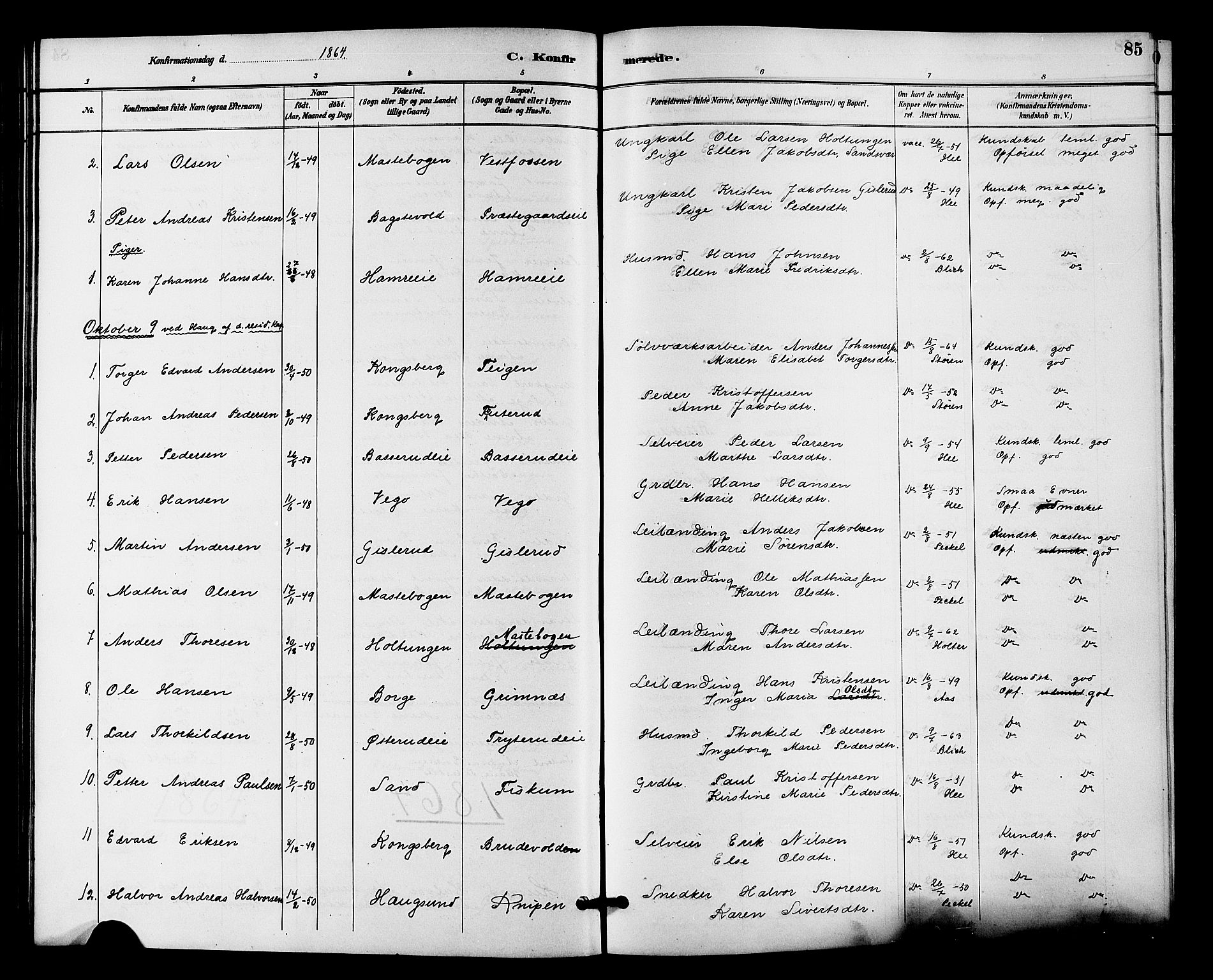 Fiskum kirkebøker, AV/SAKO-A-15/F/Fa/L0001: Parish register (official) no. 1, 1858-1877, p. 85