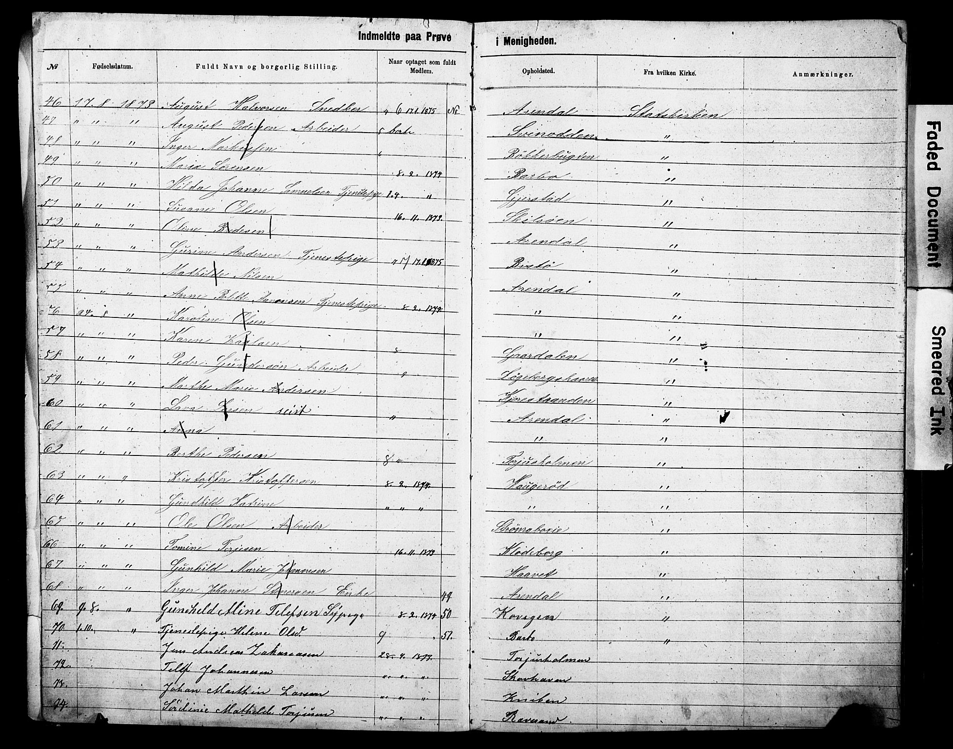 Metodistmenigheten, Arendal, AV/SAK-1292-0011/F/Fa/L0002: Dissenter register no. F-3, 1867-1884