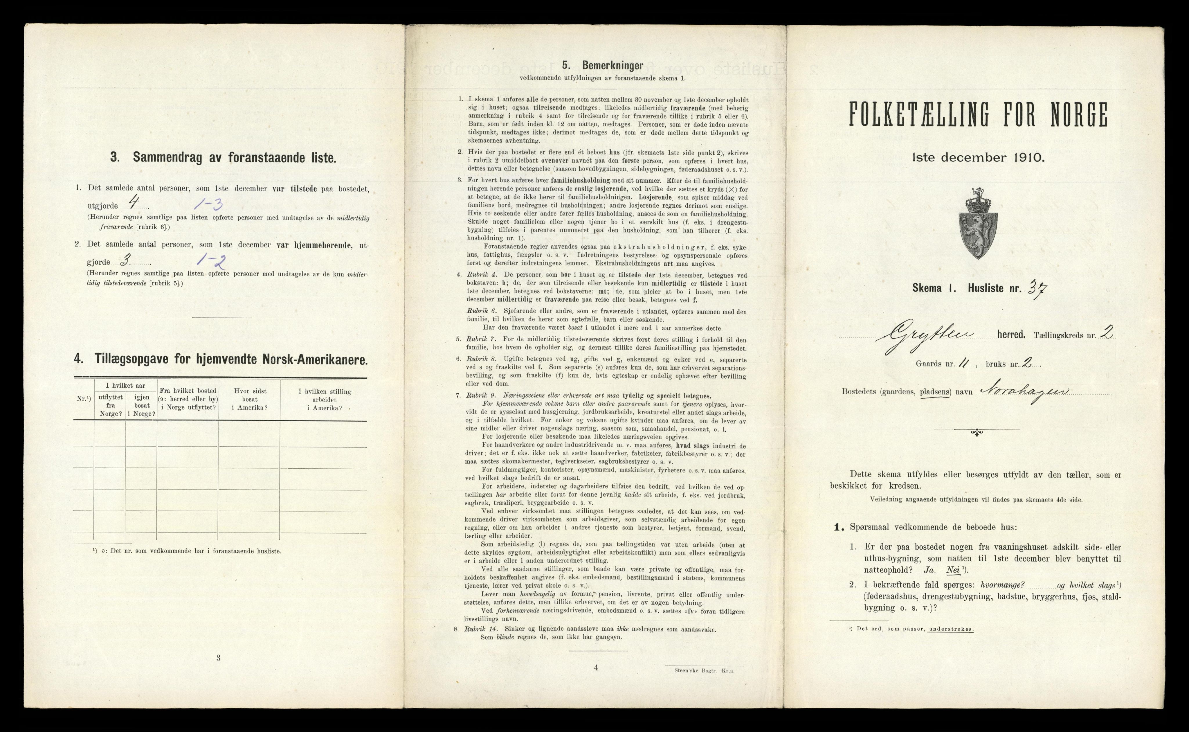 RA, 1910 census for Grytten, 1910, p. 256