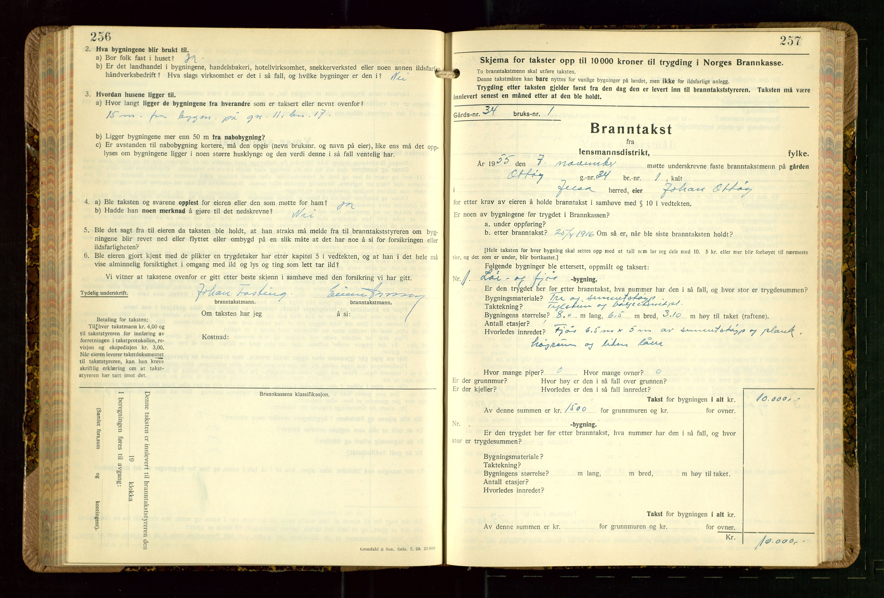 Jelsa lensmannskontor, SAST/A-100360/Gob/L0003: "Branntakstprotokoll", 1942-1955, p. 256-257