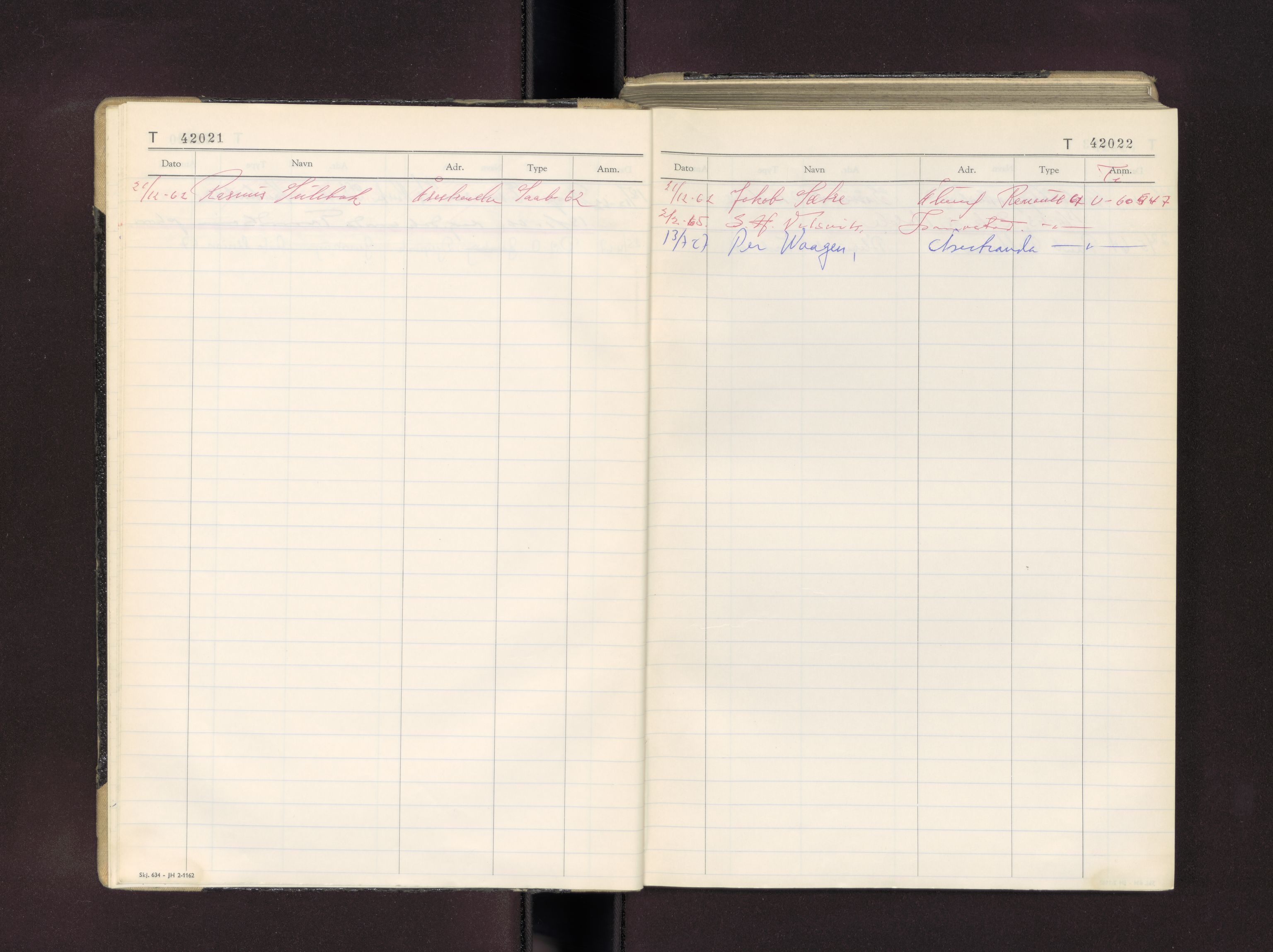 Møre og Romsdal vegkontor - Ålesund trafikkstasjon, AV/SAT-A-4099/F/Fc/L0037: Bilregister; T 42000 - T 42499, 1960-1970
