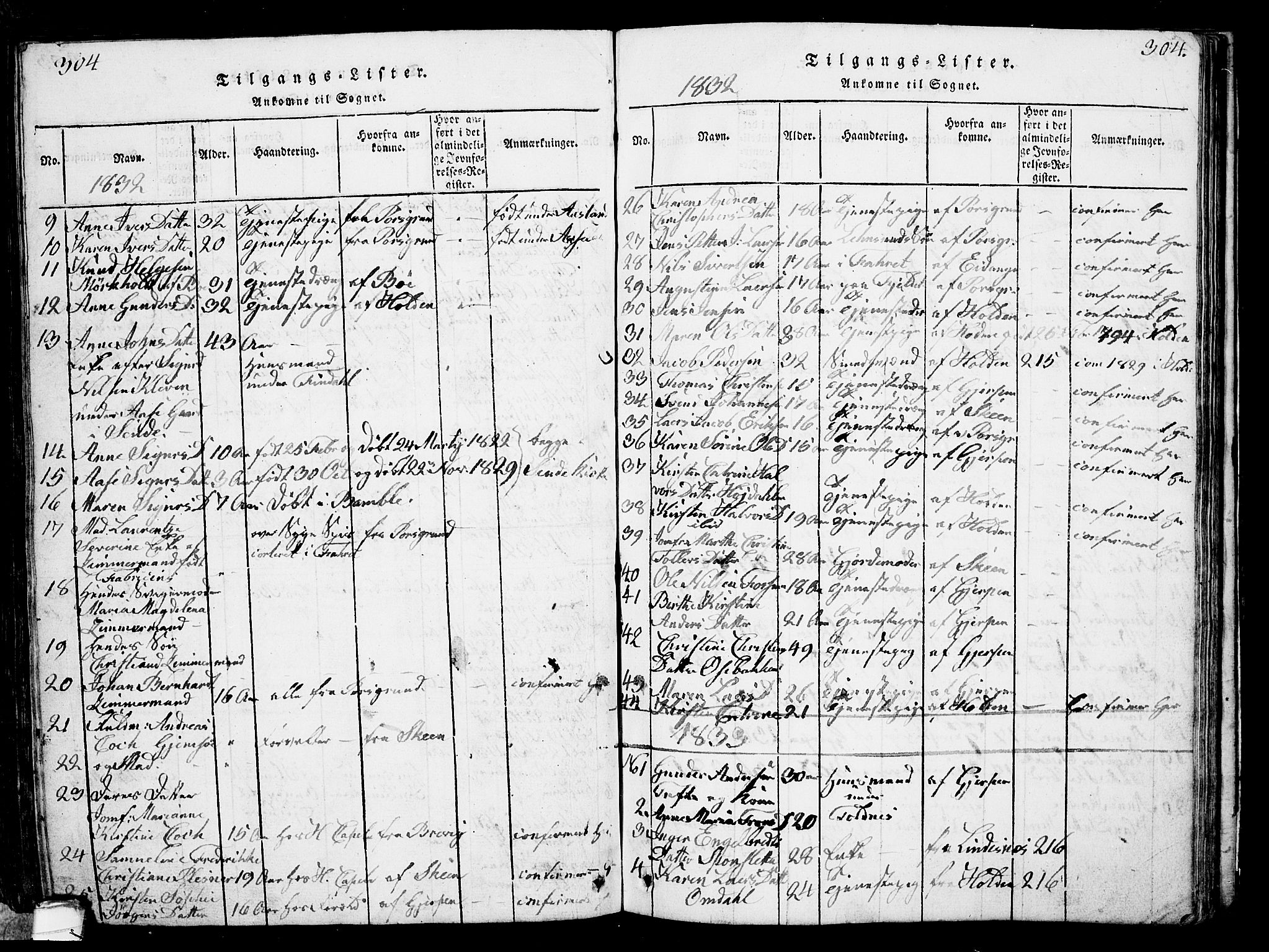 Solum kirkebøker, SAKO/A-306/G/Ga/L0001: Parish register (copy) no. I 1, 1814-1833, p. 304