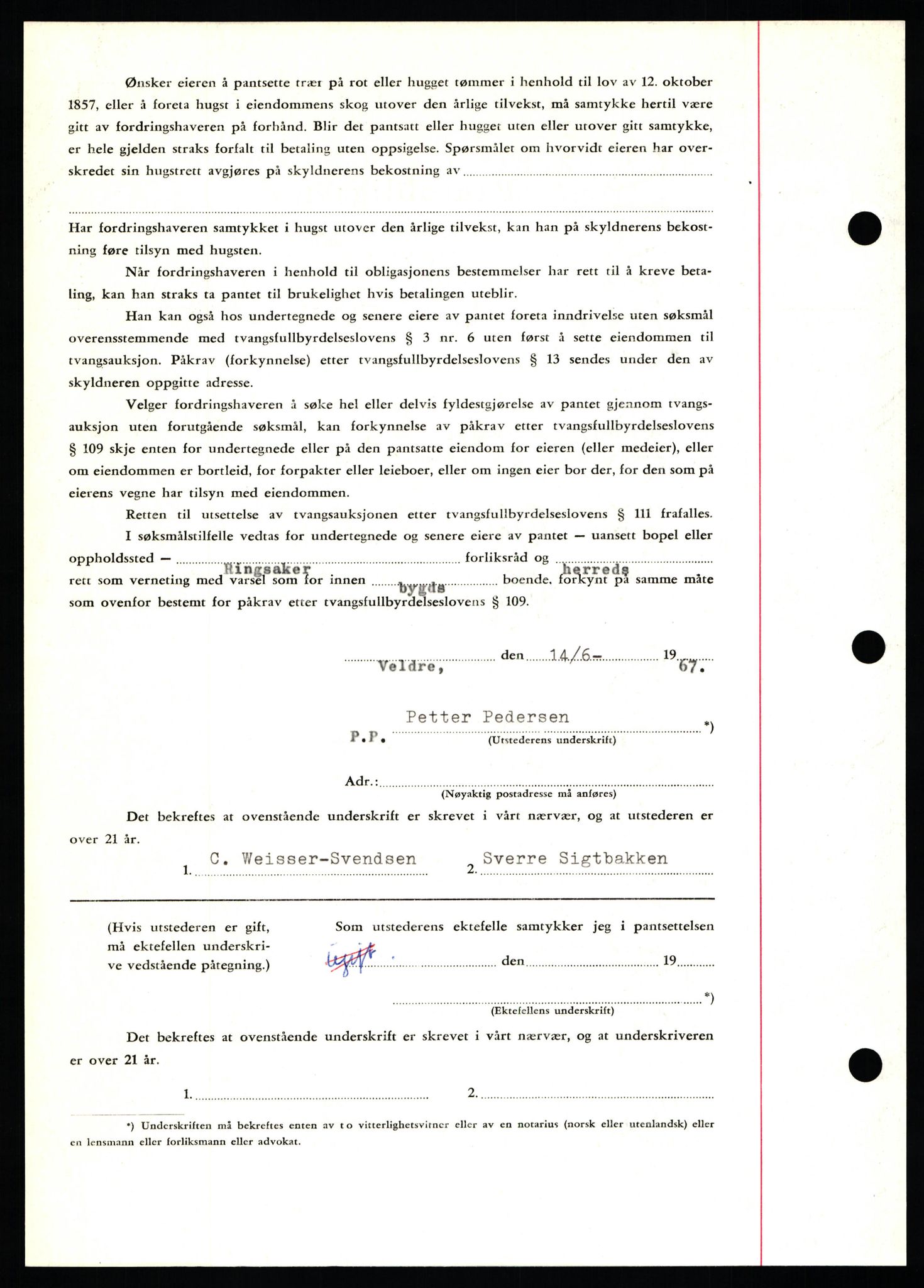 Nord-Hedmark sorenskriveri, SAH/TING-012/H/Hb/Hbf/L0071: Mortgage book no. B71, 1967-1967, Diary no: : 2723/1967