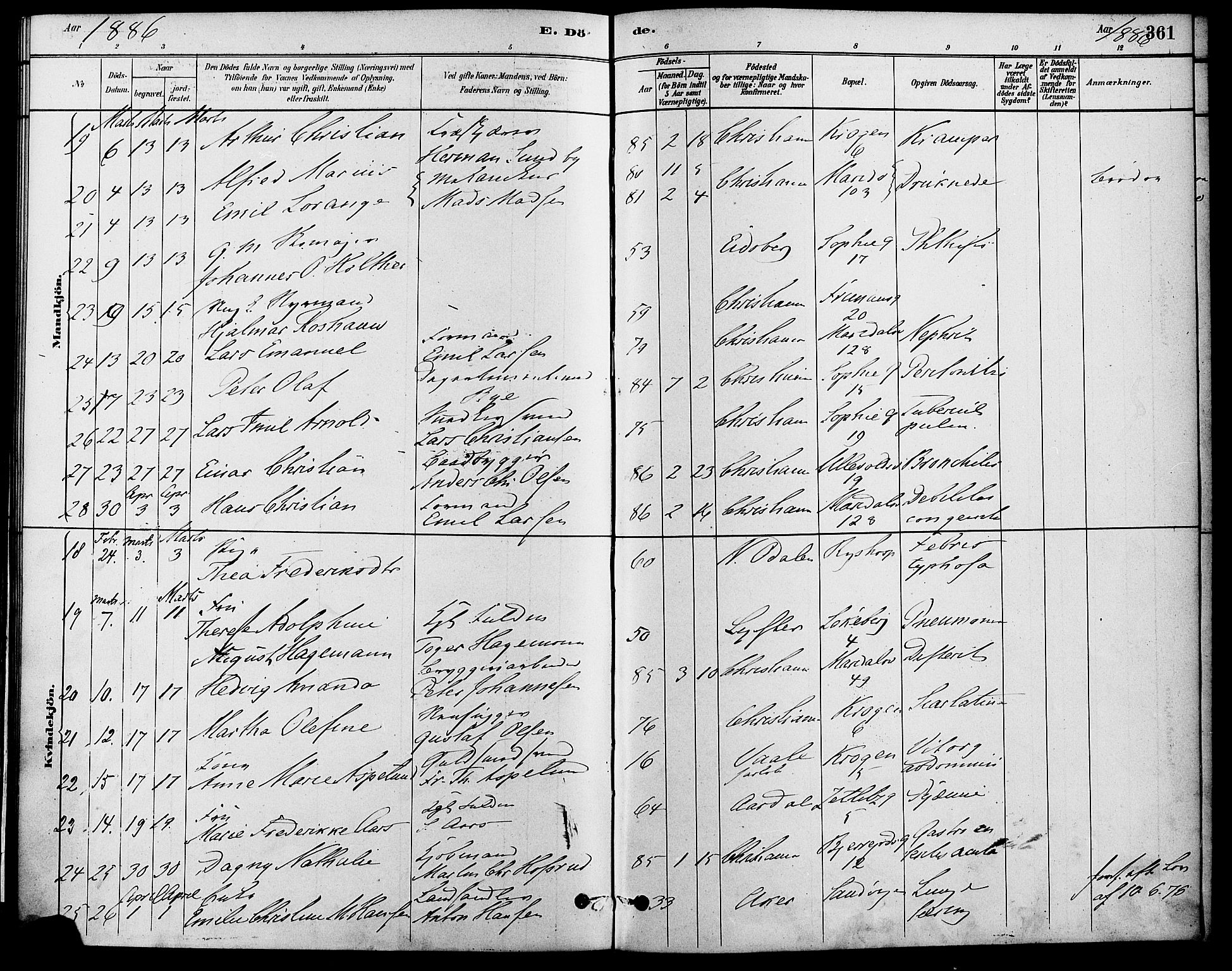 Gamle Aker prestekontor Kirkebøker, AV/SAO-A-10617a/F/L0006: Parish register (official) no. 6, 1880-1887, p. 361