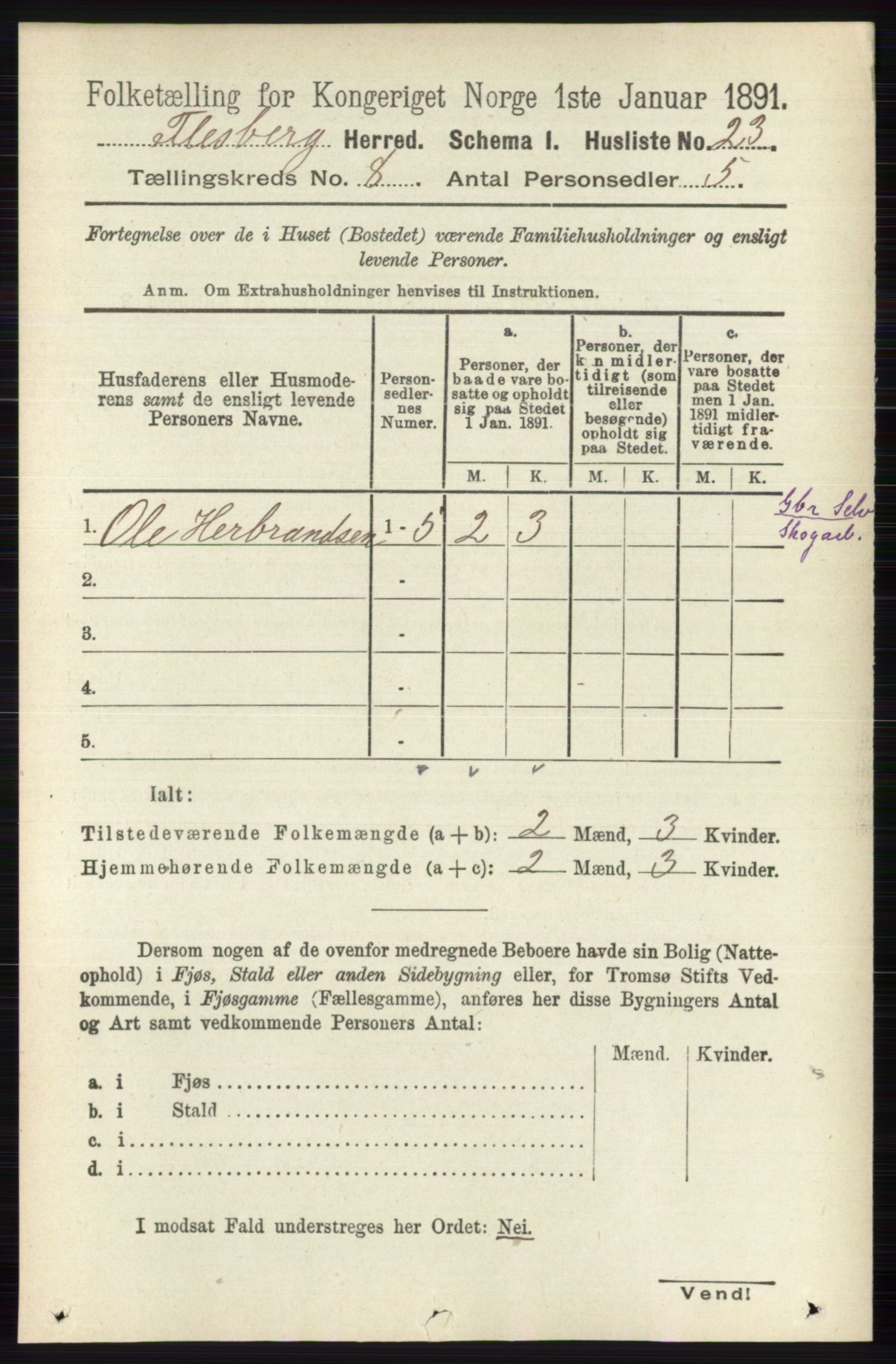 RA, 1891 census for 0631 Flesberg, 1891, p. 1358