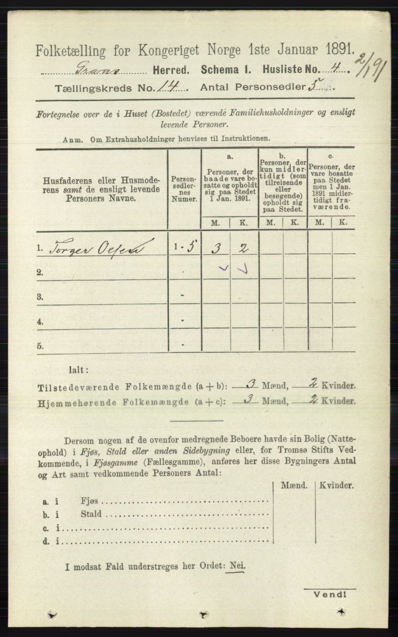 RA, 1891 census for 0534 Gran, 1891, p. 6882