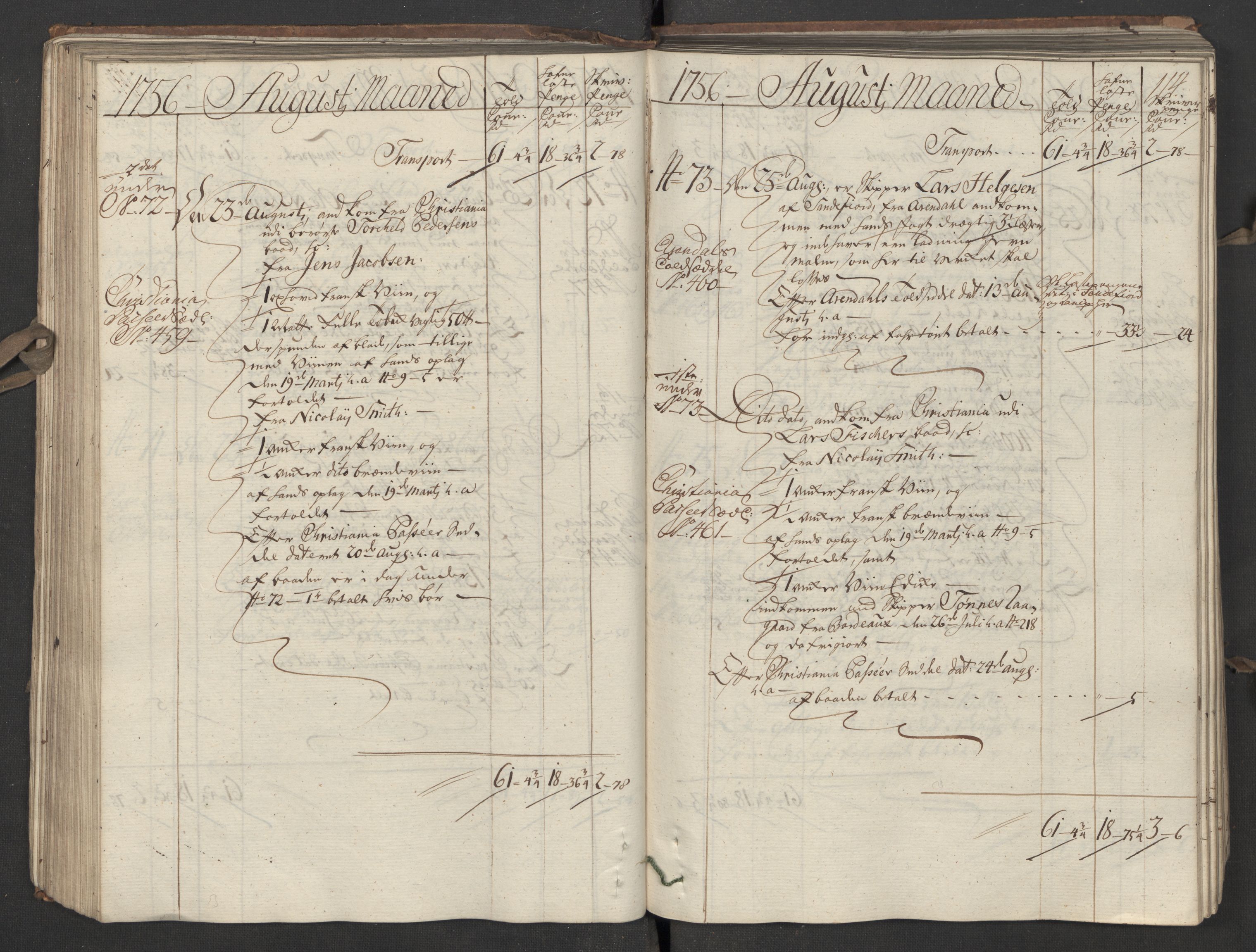 Generaltollkammeret, tollregnskaper, AV/RA-EA-5490/R05/L0026/0001: Tollregnskaper Moss, Son, Krokstad / Inngående hovedtollbok, 1756, p. 114