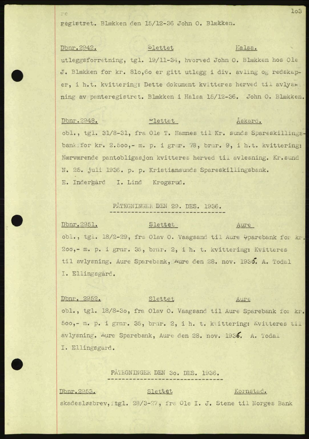 Nordmøre sorenskriveri, AV/SAT-A-4132/1/2/2Ca: Mortgage book no. C80, 1936-1939, Diary no: : 2942/1936