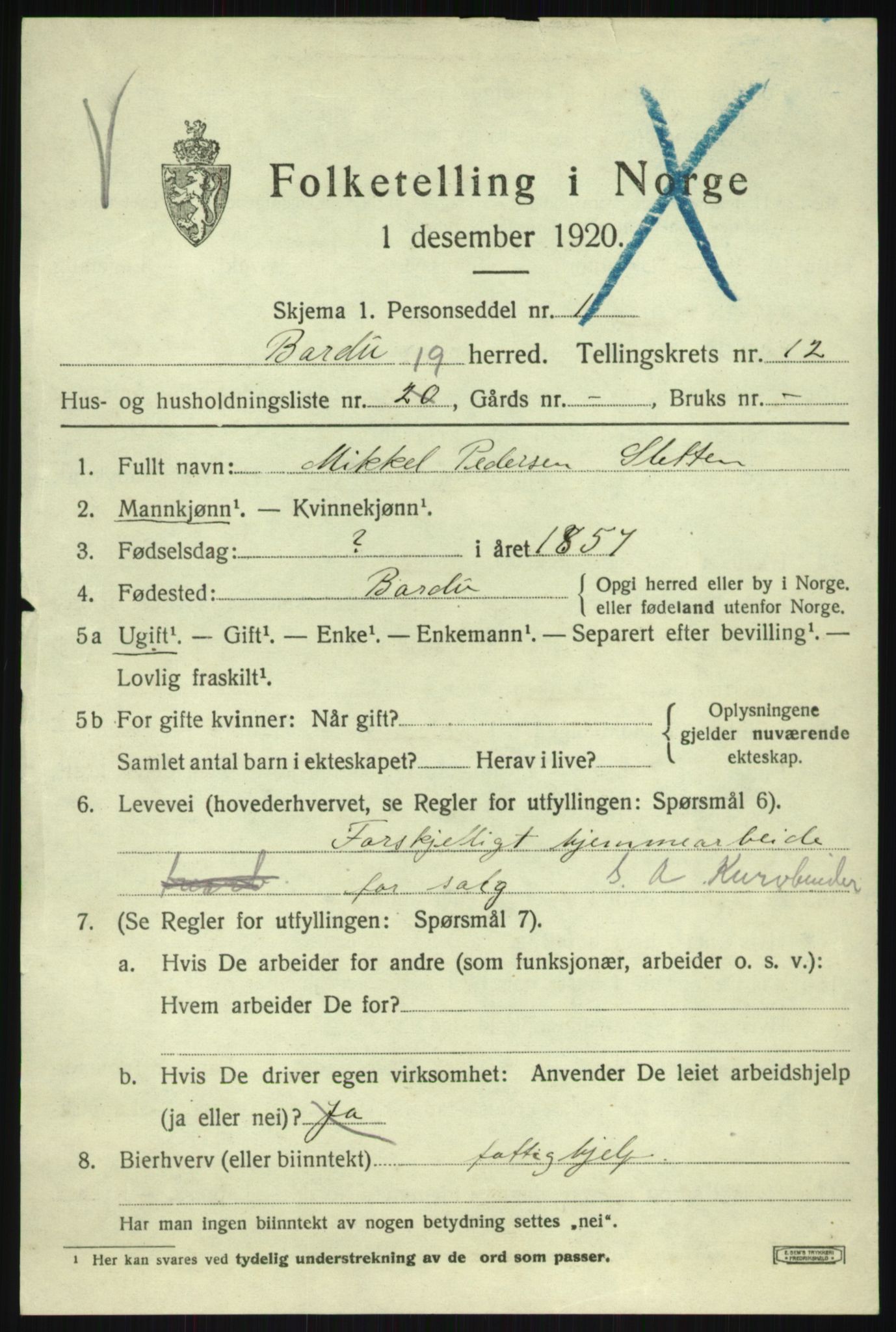 SATØ, 1920 census for Bardu, 1920, p. 4098