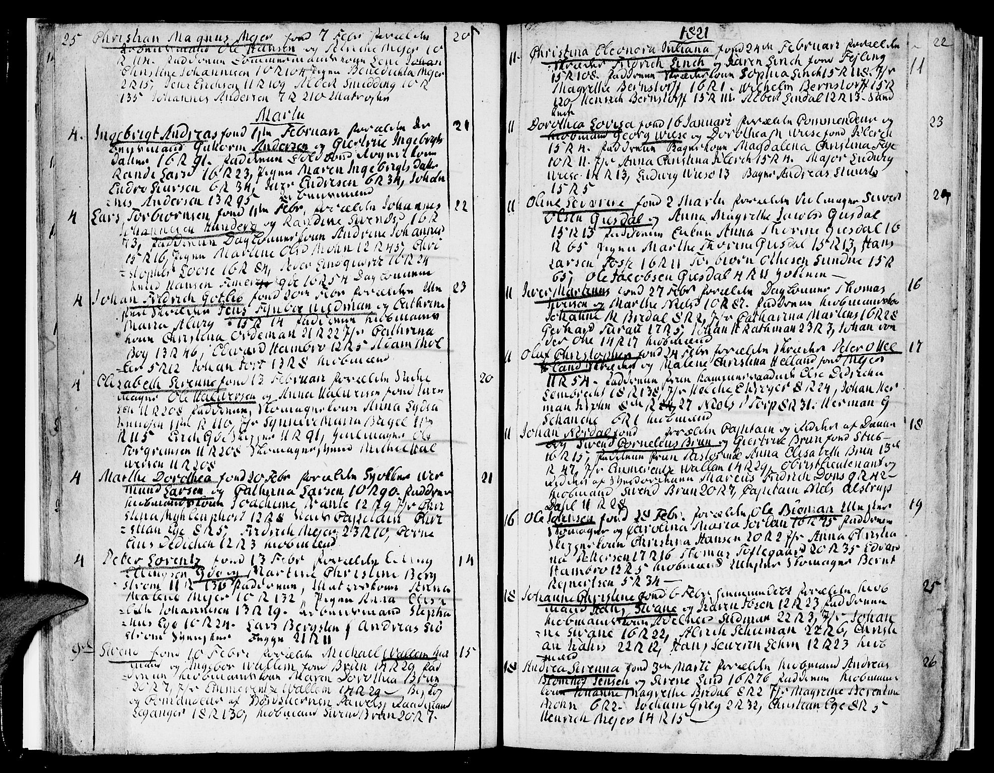 Domkirken sokneprestembete, AV/SAB-A-74801/H/Hab/L0003: Parish register (copy) no. A 3, 1820-1853, p. 11