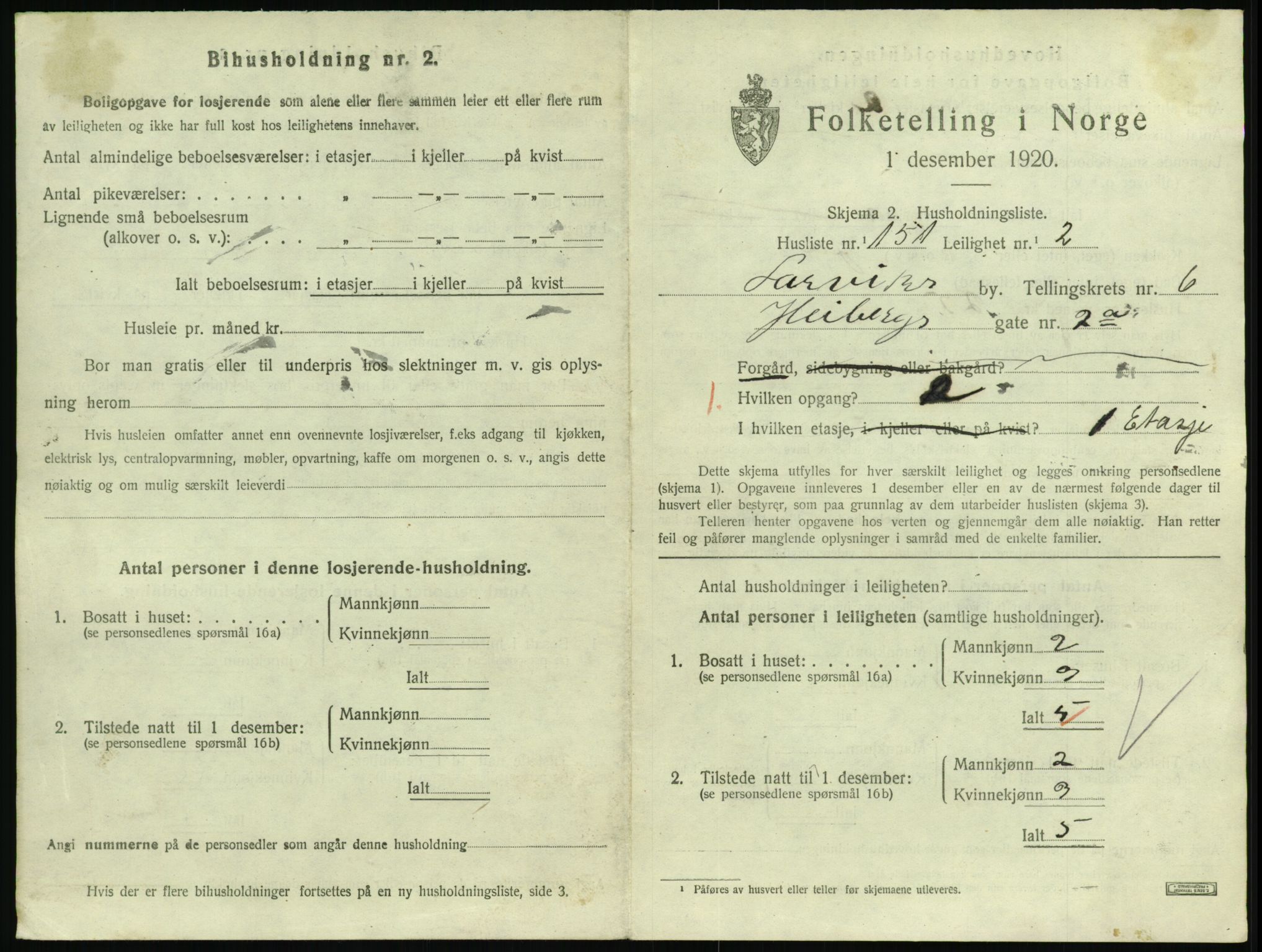 SAKO, 1920 census for Larvik, 1920, p. 5946