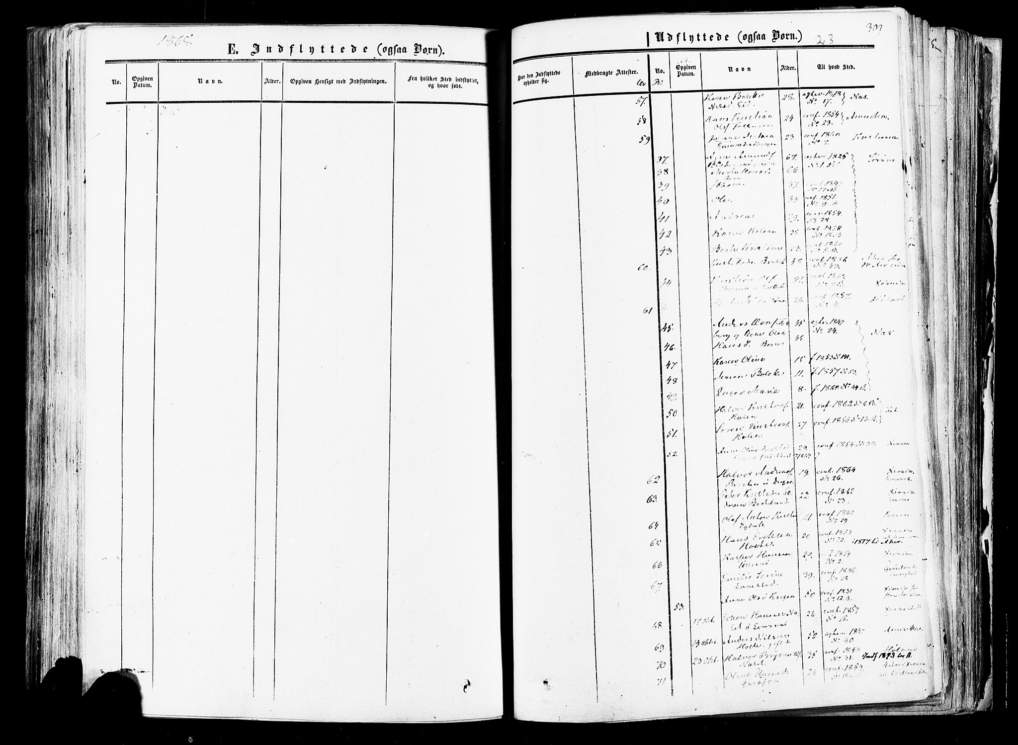 Aurskog prestekontor Kirkebøker, AV/SAO-A-10304a/F/Fa/L0007: Parish register (official) no. I 7, 1854-1877, p. 309