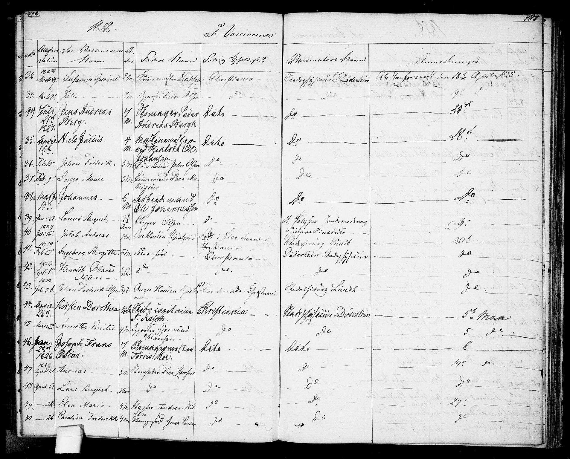 Oslo domkirke Kirkebøker, SAO/A-10752/F/Fa/L0022: Parish register (official) no. 22, 1824-1829, p. 756-757