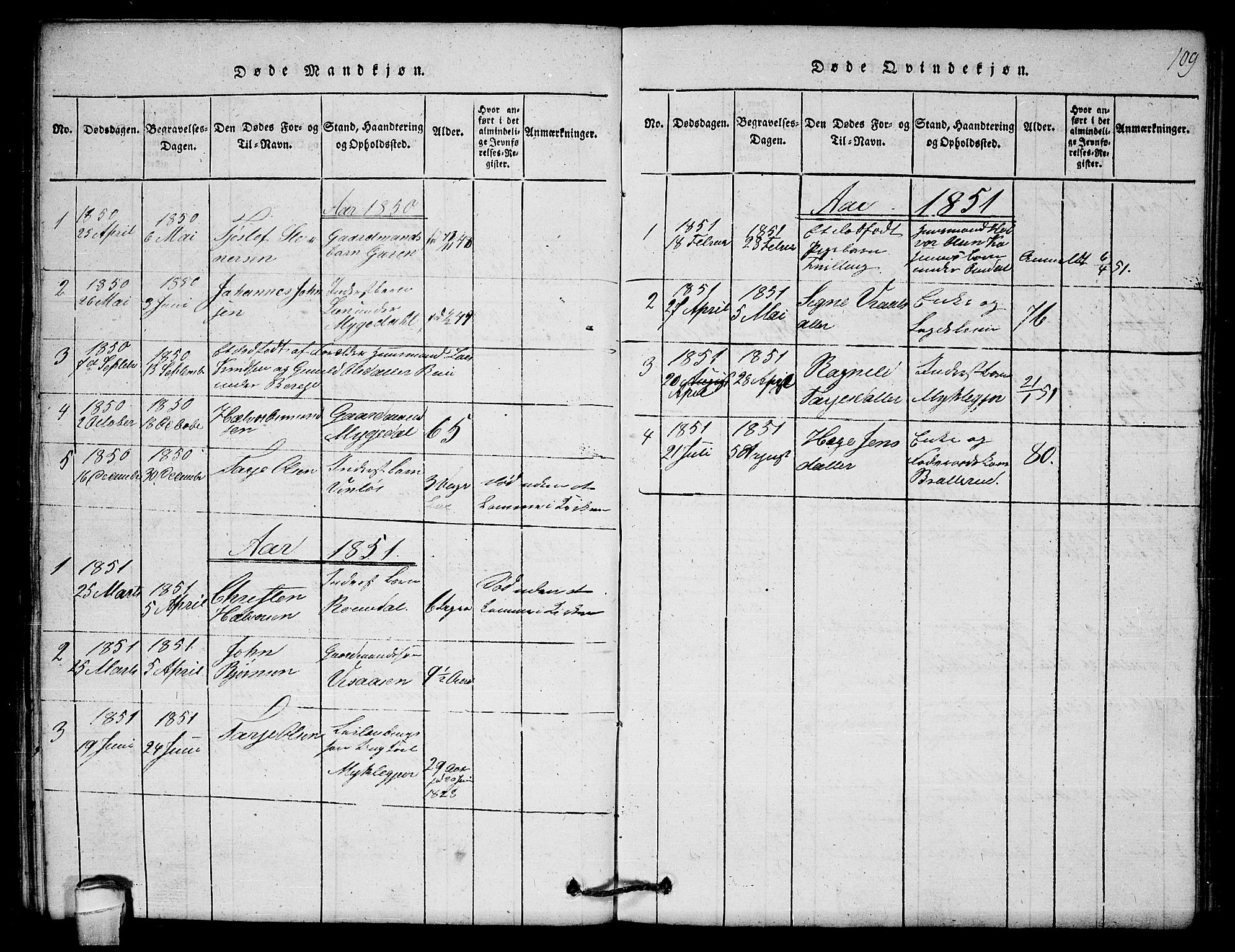 Lårdal kirkebøker, SAKO/A-284/G/Gb/L0001: Parish register (copy) no. II 1, 1815-1865, p. 109