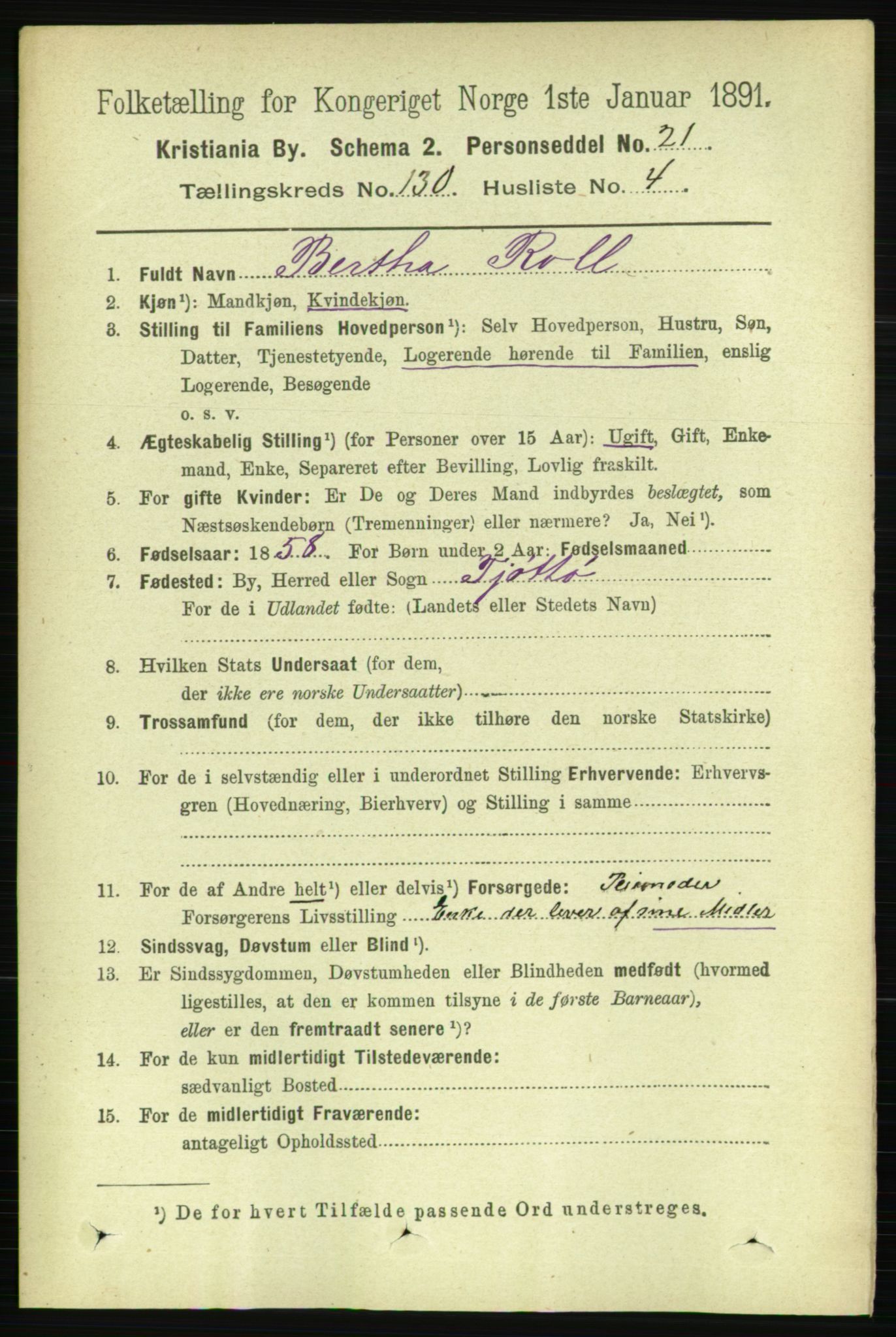 RA, 1891 census for 0301 Kristiania, 1891, p. 70114