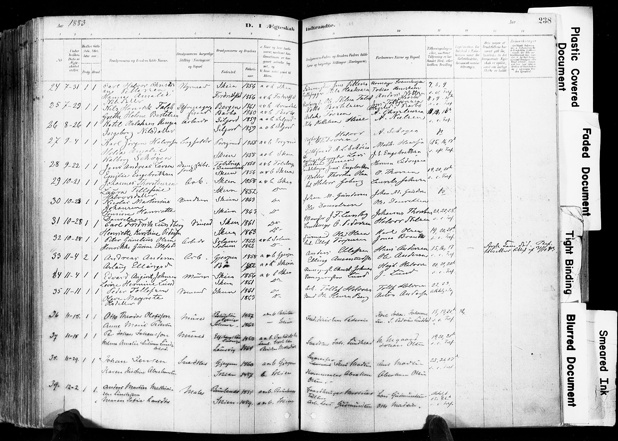 Skien kirkebøker, SAKO/A-302/F/Fa/L0009: Parish register (official) no. 9, 1878-1890, p. 238